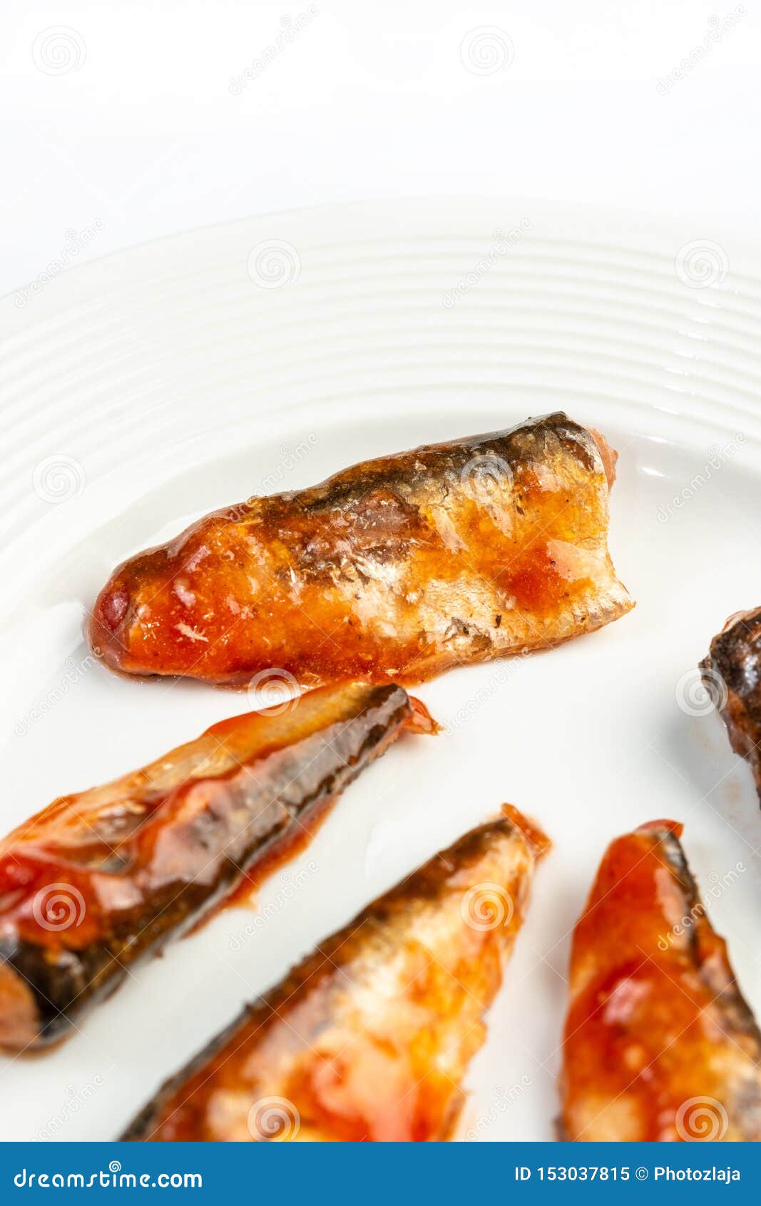 Sardines Fish with Tomato Sauce Served on the Plate Stock Image Image