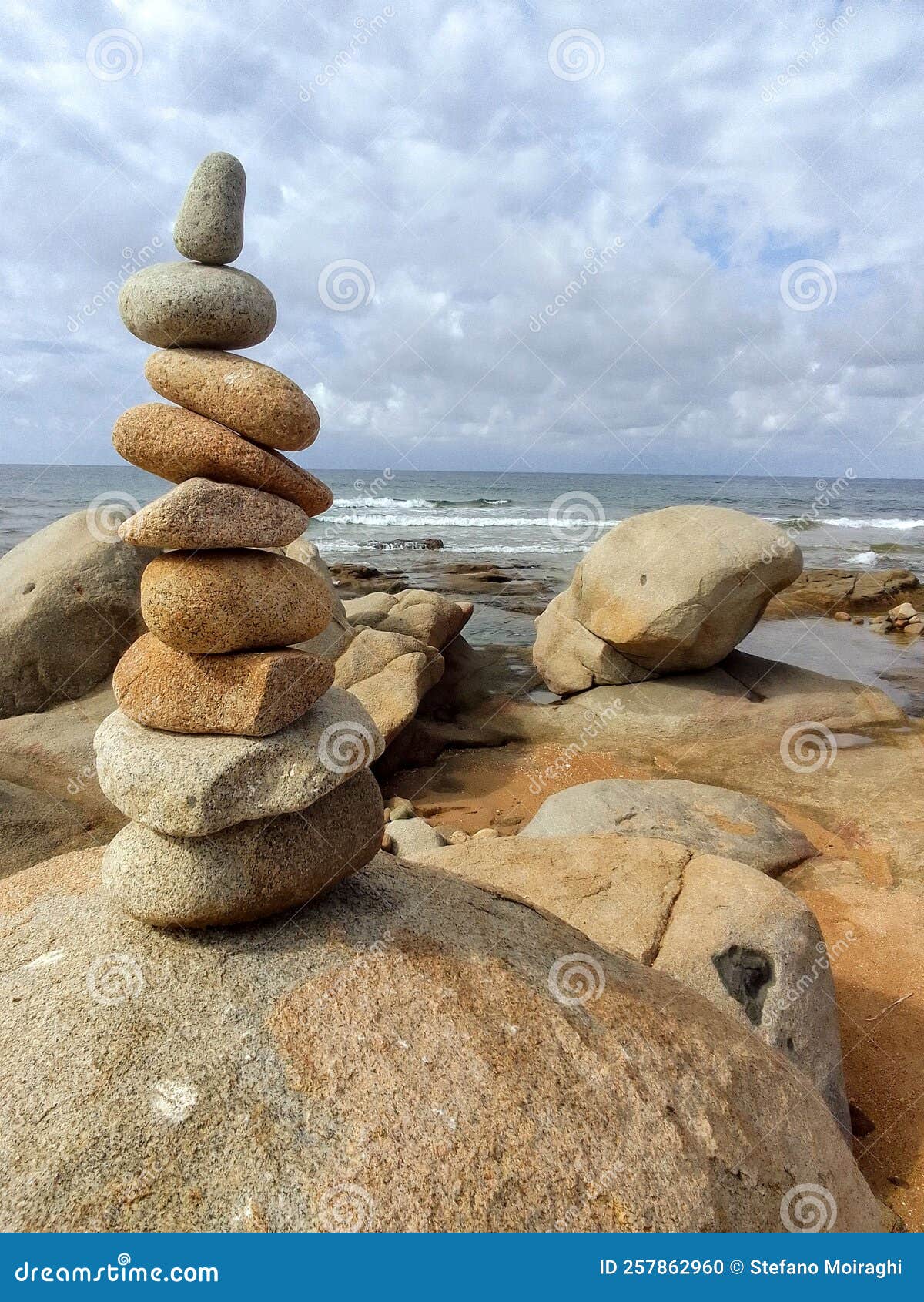 sardinia, italy stones composizione in front of sea