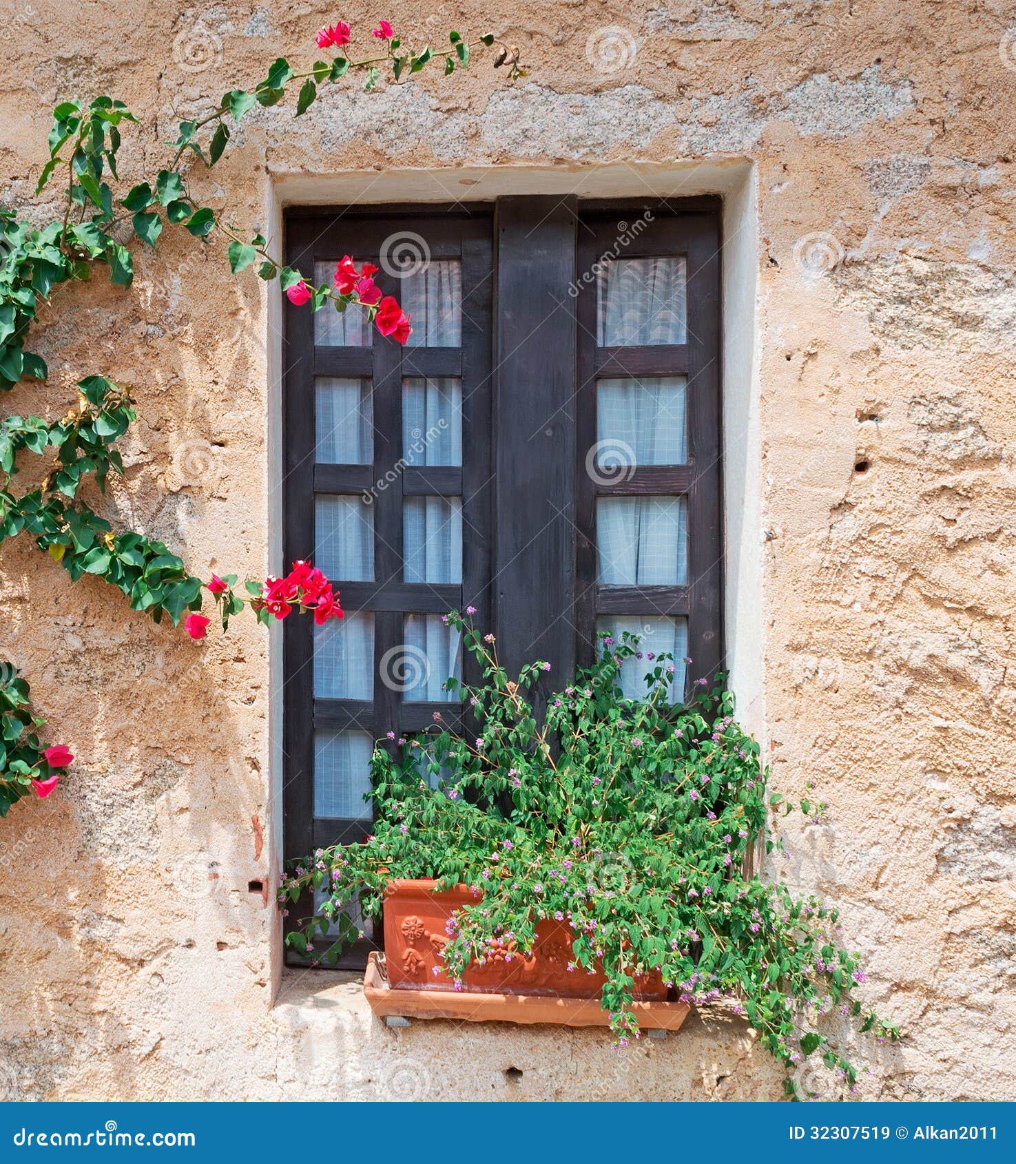 Sardinian window stock image. Image of brick, glass, facade - 32307519