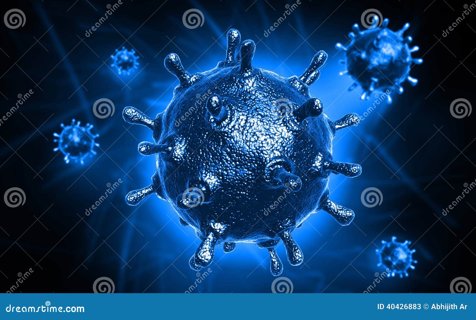 Digital illustration av sars-viruset i färgad bakgrund