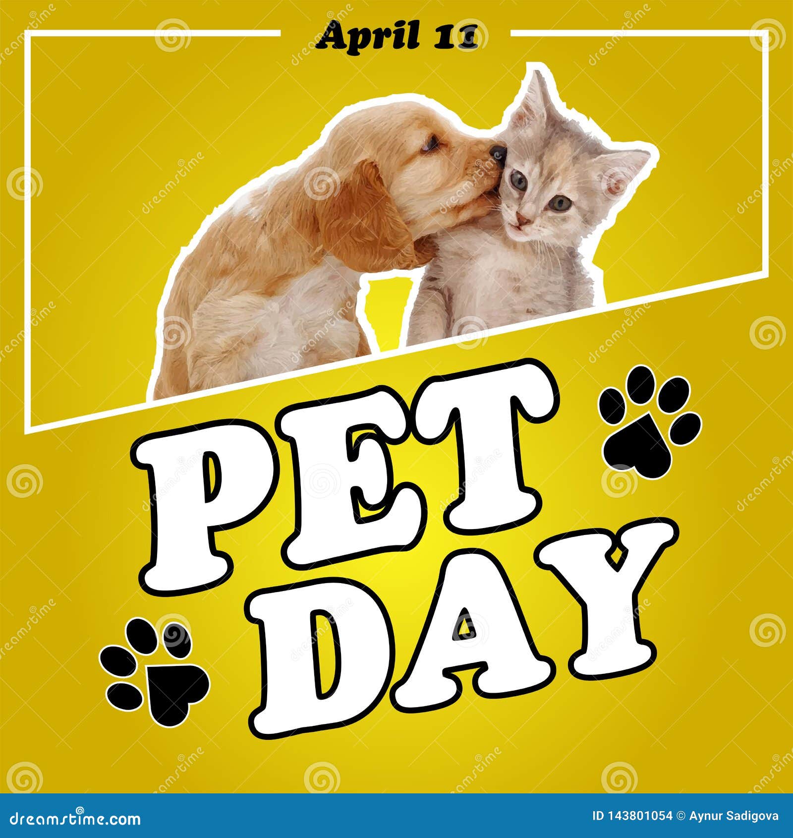 National Pet Day Card or Background. Vector Illustration Stock Vector