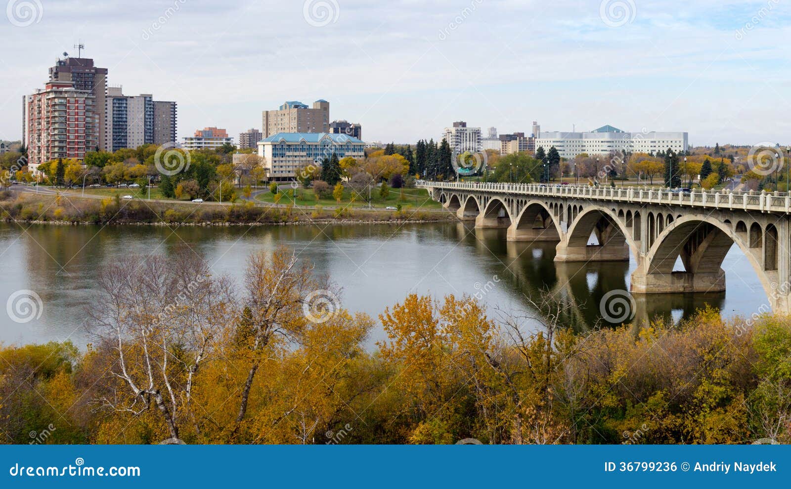 saskatoon cityscape with the university bridge