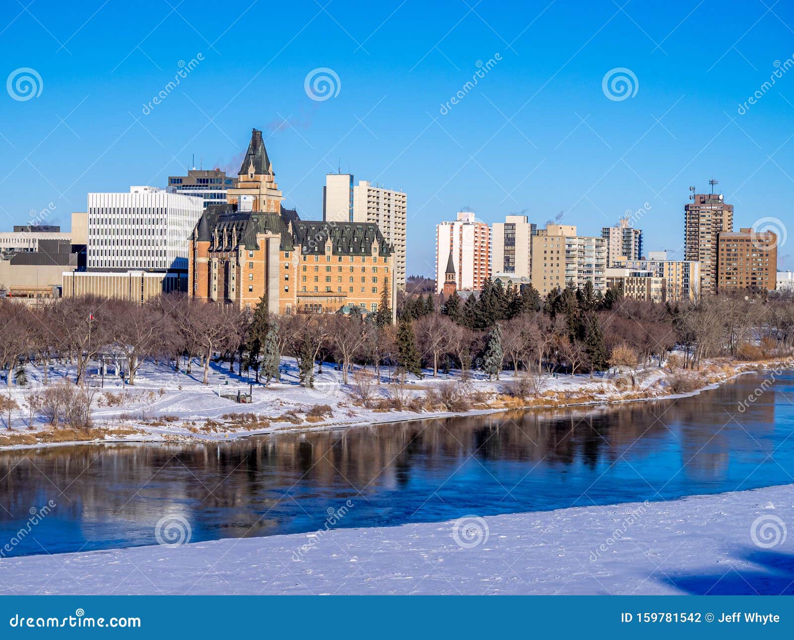 Saskatoon Skyline on a Cold Winter Day Stock Photo Image of