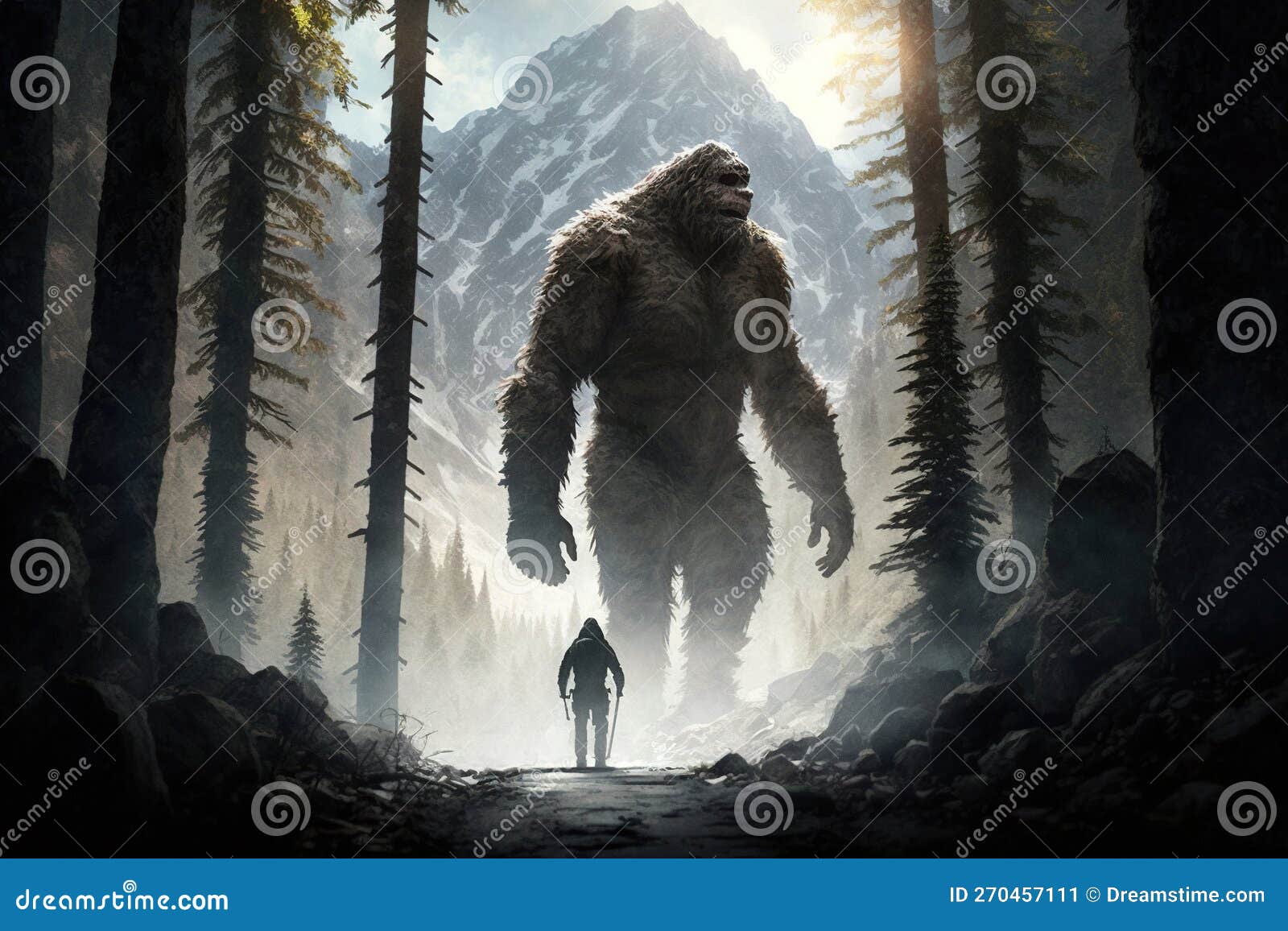 Sasquatch in the Mountain KI Stock Illustration Illustration of