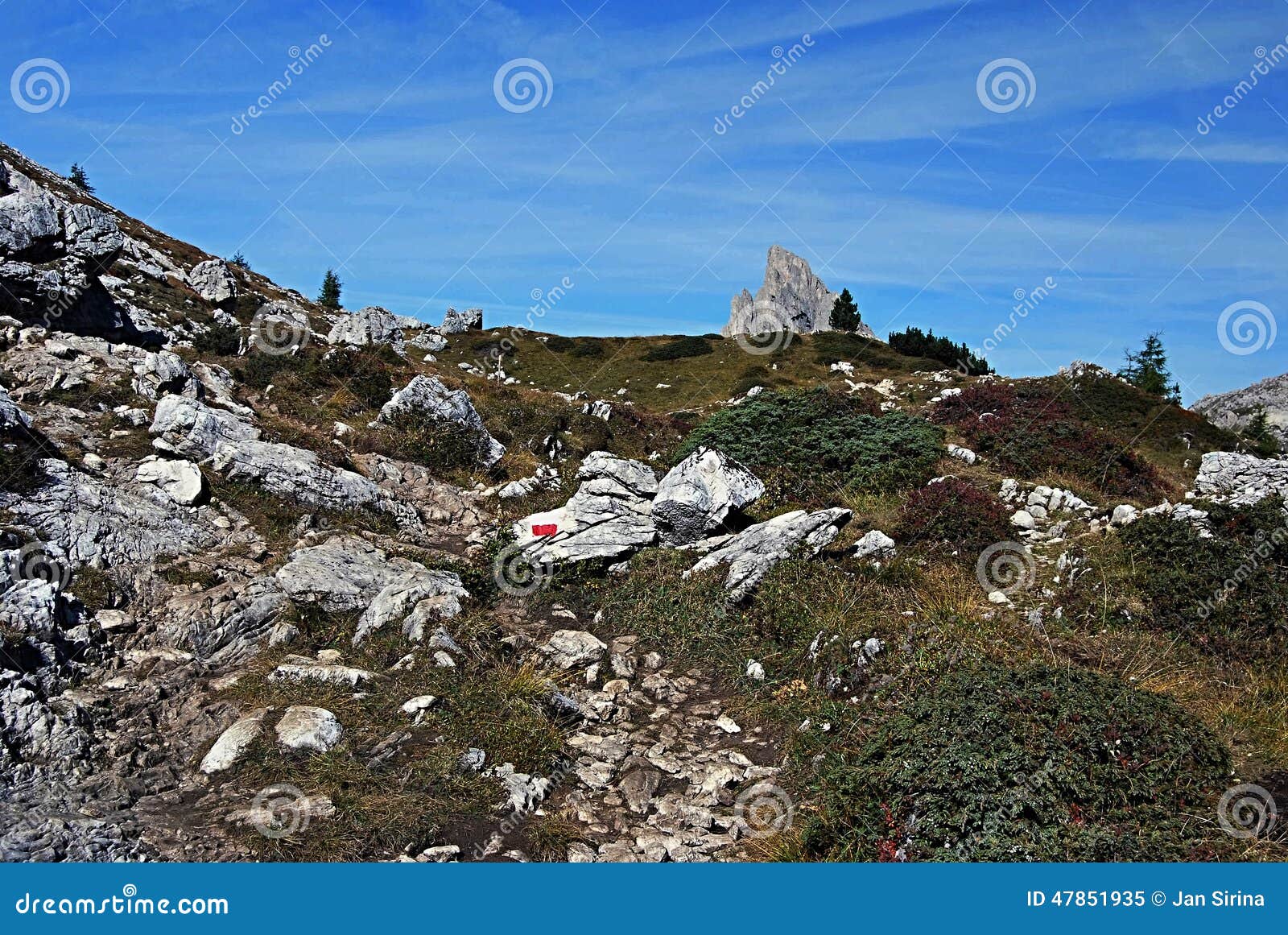 Sasso di Stria peak stock image. Image of marking, landscape 47851935