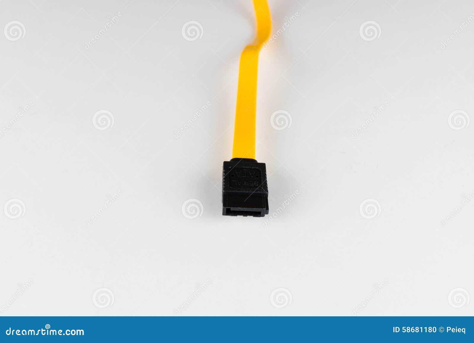 Solid-state Drive (SSD) And SATA Cable On White Background Stock