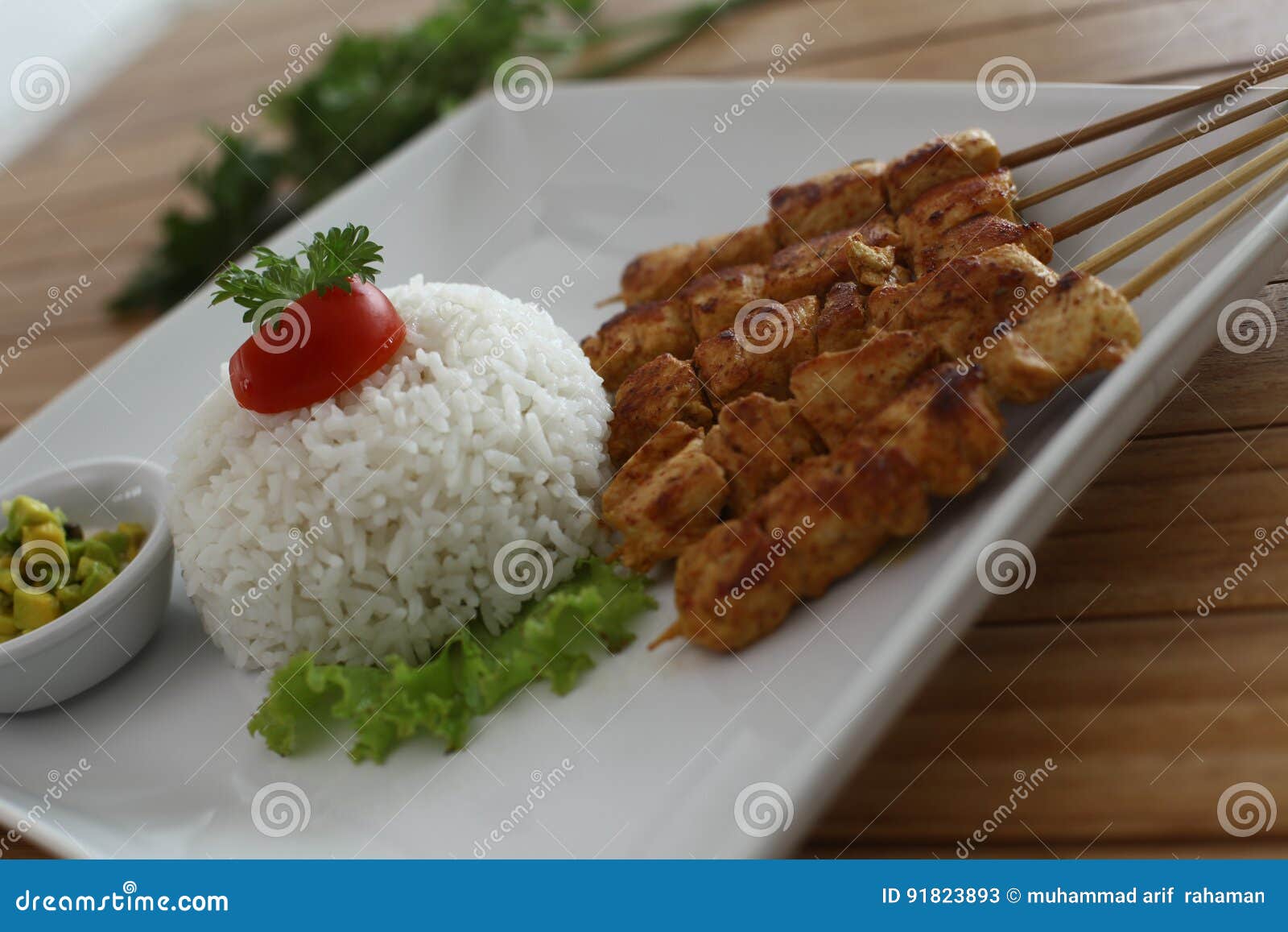 satay rice chicken grill