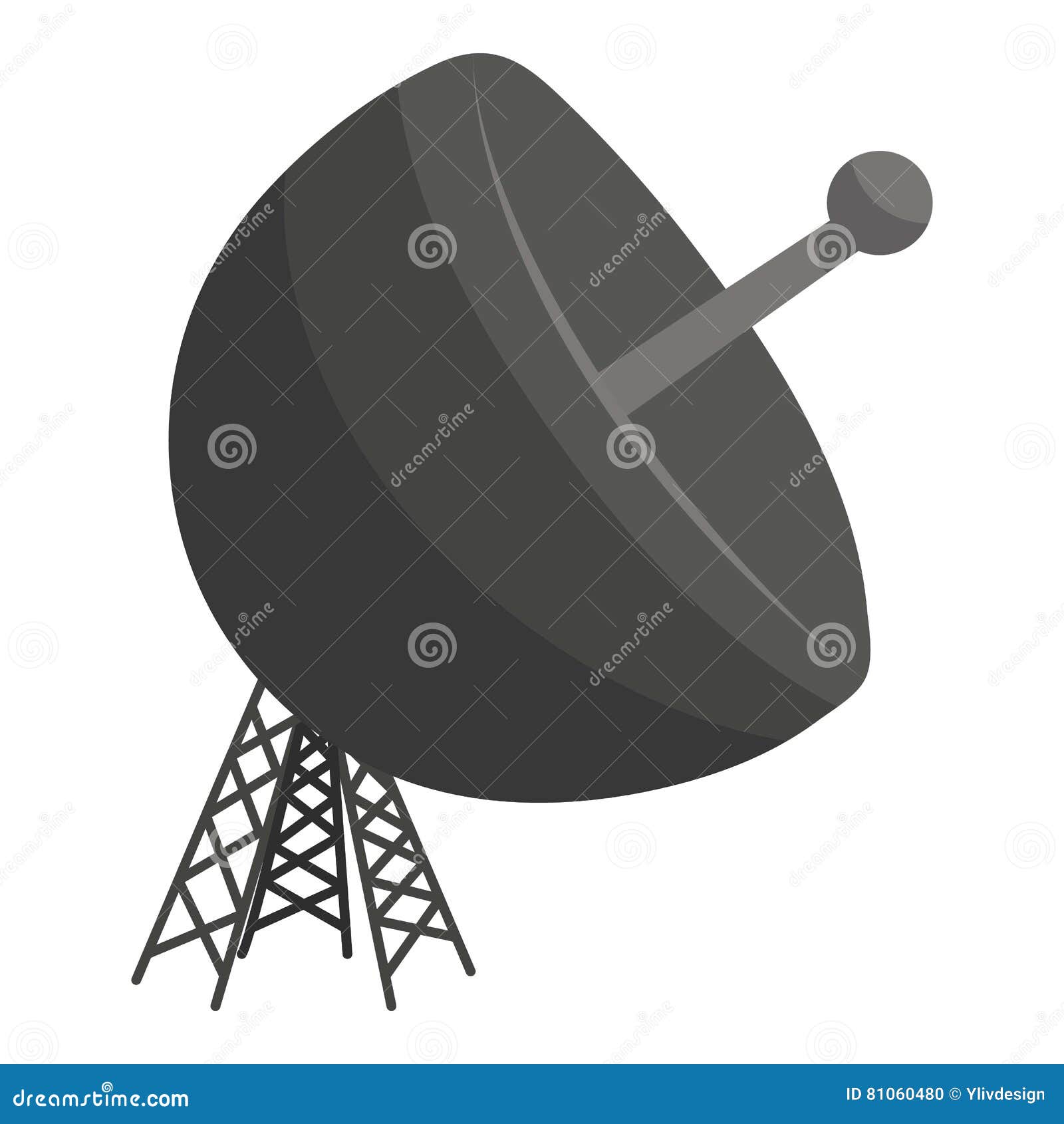 Satellite Antenna Icon, Cartoon Style Stock Vector Illustration of