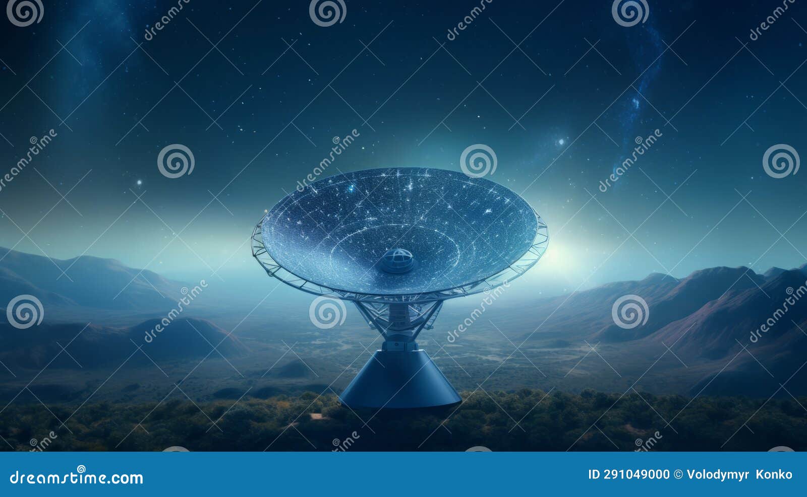 A Satellite Dish Amidst Majestic Mountain Scenery Stock Photo Image