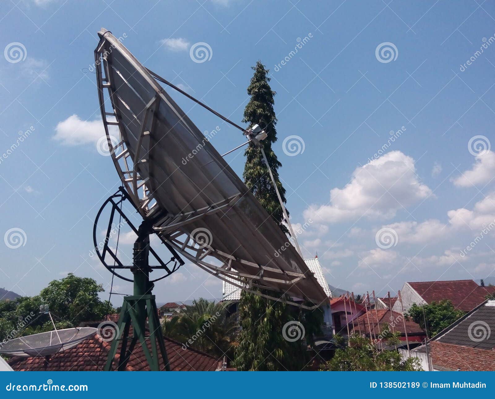satellite dish antenna, electronic equipment to capture tv broadcasts via satellite