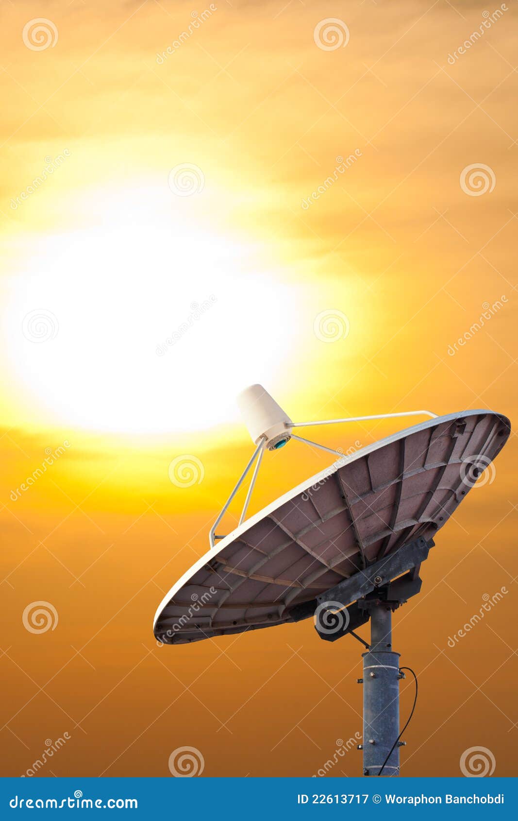 Satellite Dish in the Evening Sun Stock Image Image of science, data