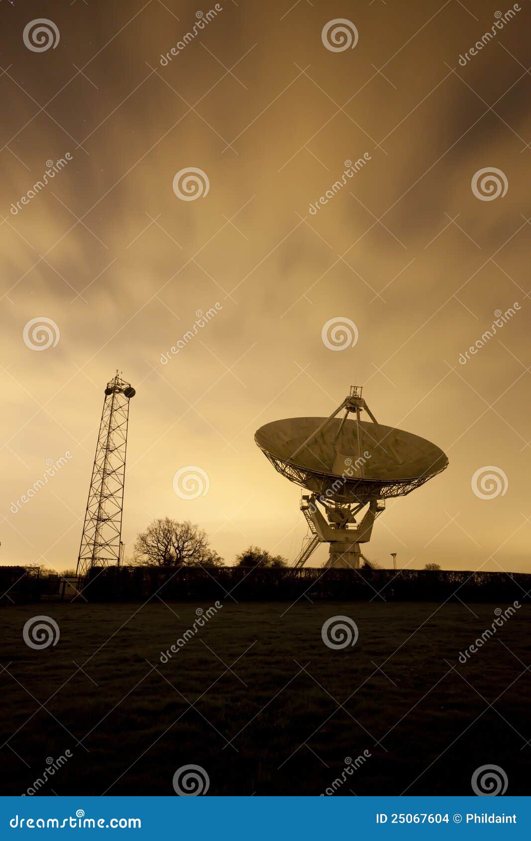 satellite dish at night