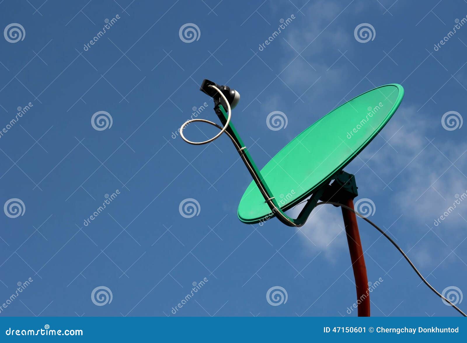 Satellite Dish on the Roof with Blue Sky Stock Image Image of network