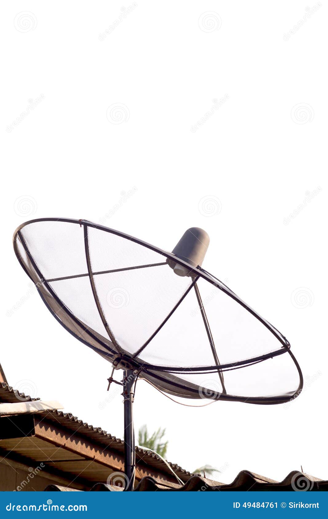 Satellite dish on the roof stock image. Image of radar 49484761