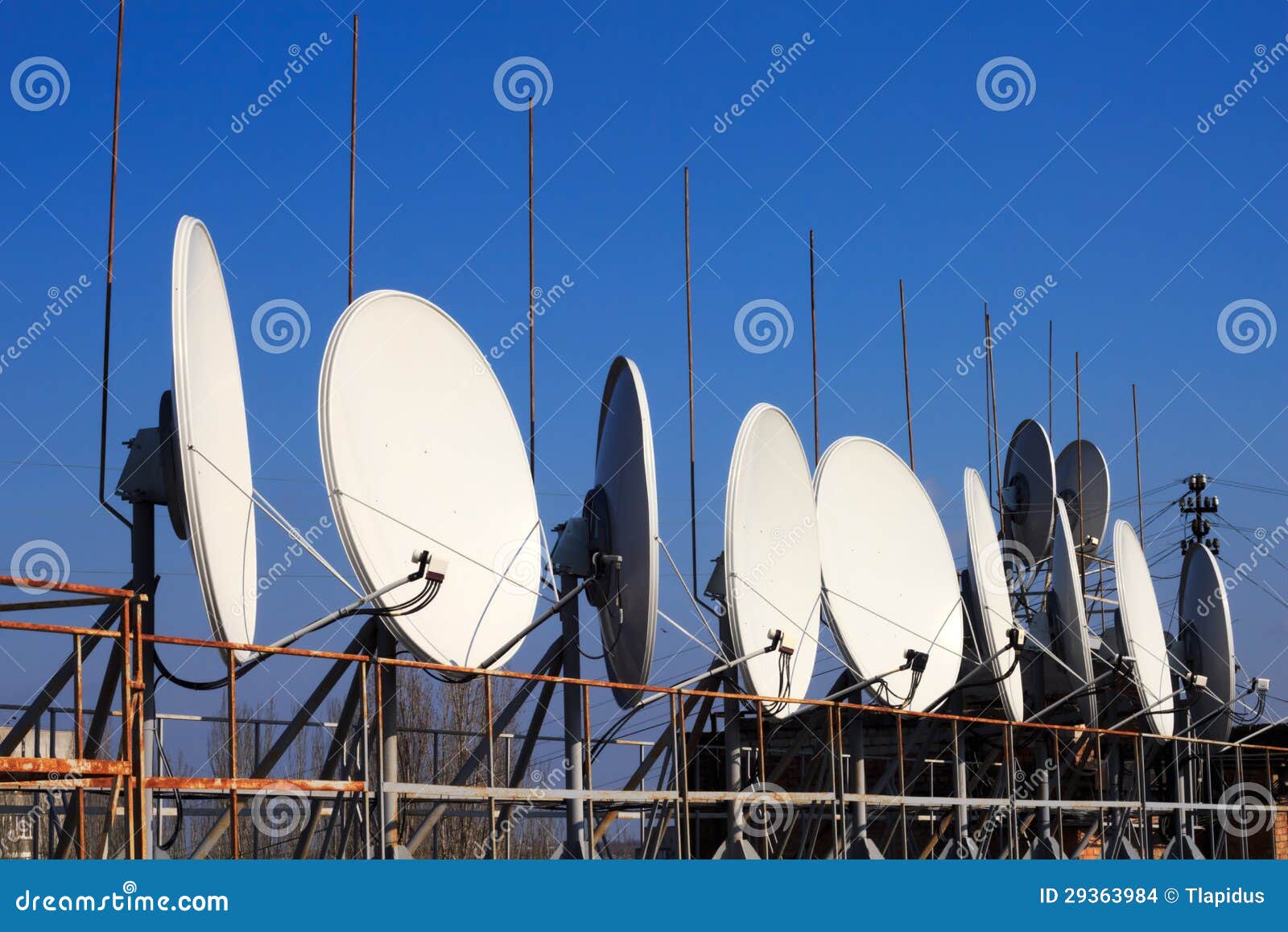 Satellite Dishes on the Roof Stock Photo Image of element, broadcast