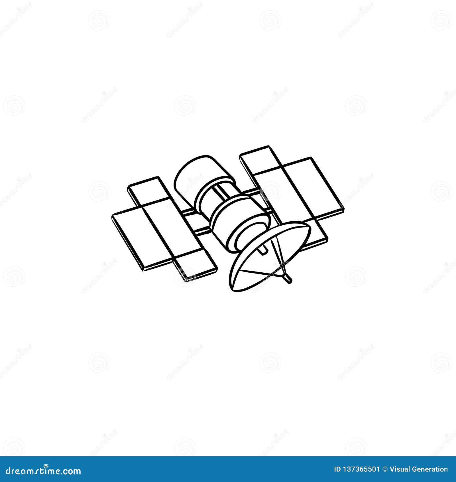 Satellite Hand Drawn Outline Doodle Icon. Stock Vector - Illustration