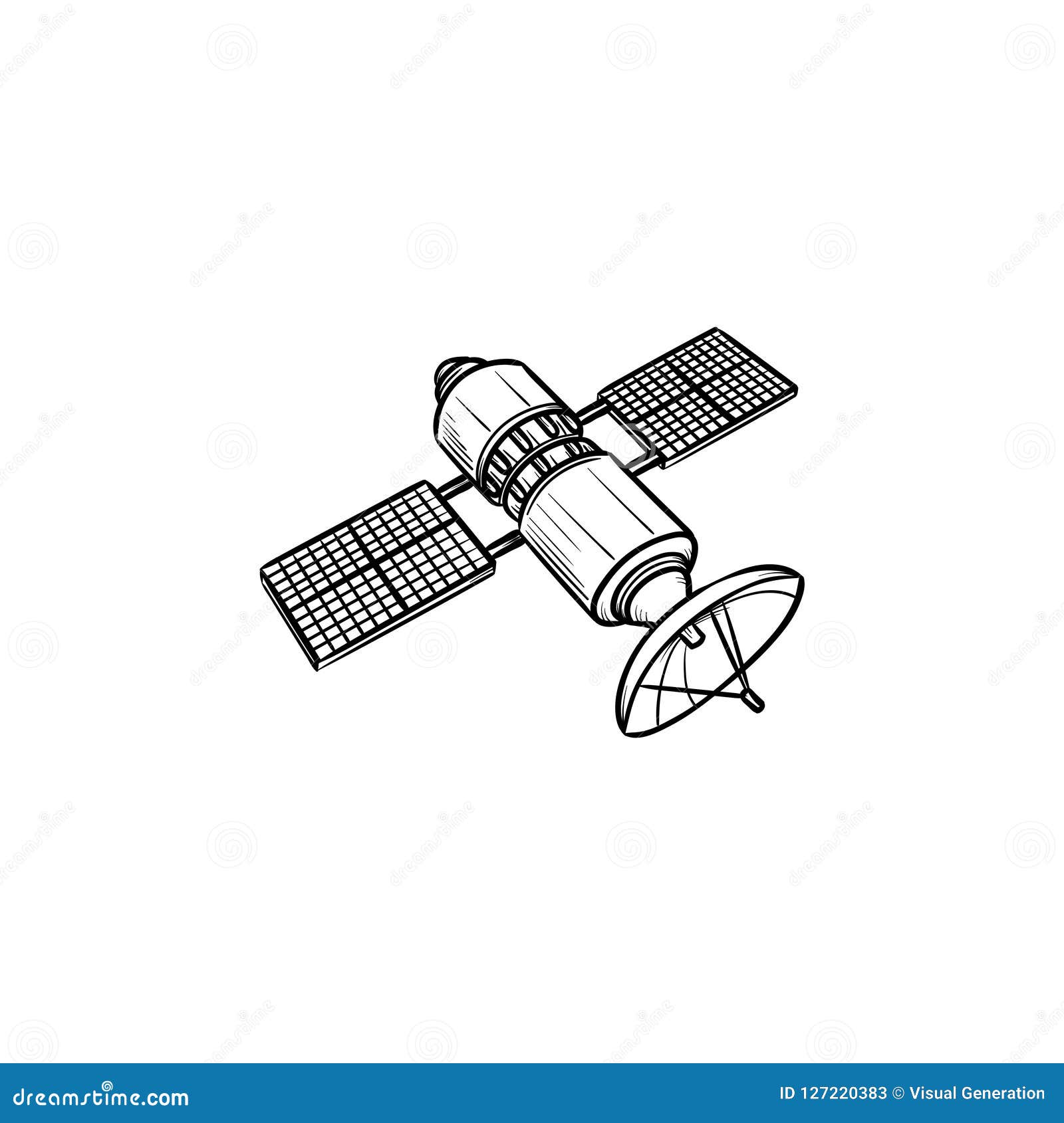 Satellite Hand Drawn Outline Doodle Icon. Stock Vector Illustration