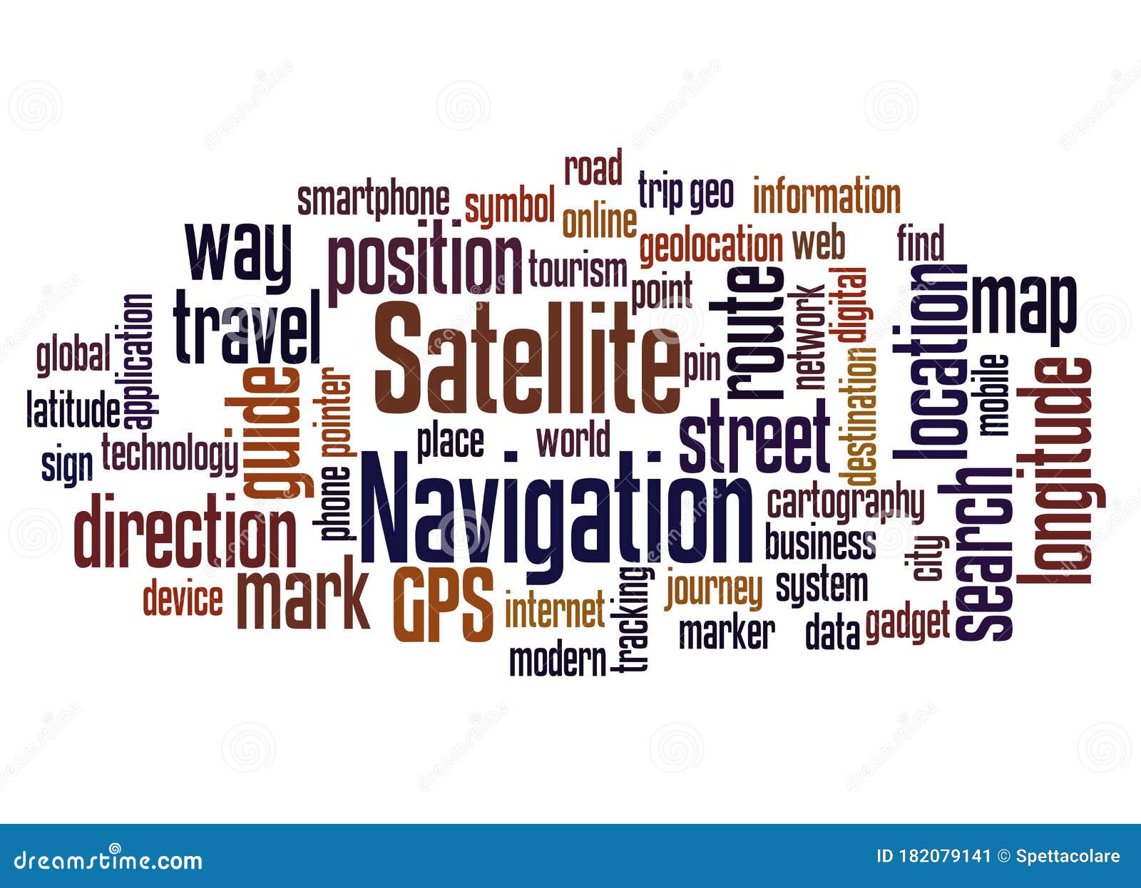 Satellite Navigation Word Cloud Concept Stock Illustration