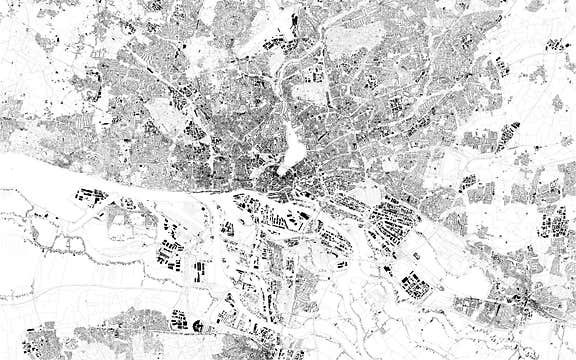 Satellite View of Hamburg, Germany, Map. Building and Street Map Stock ...