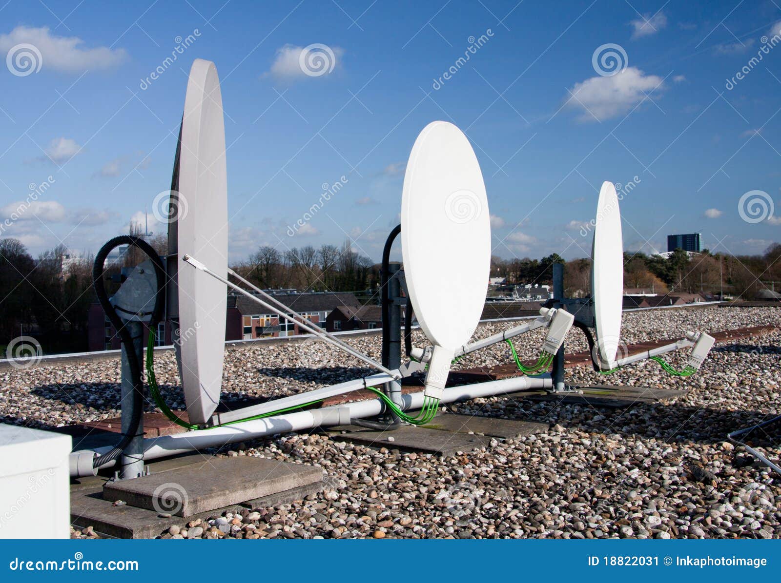 Satellites on a roof stock image. Image of radar, building 18822031