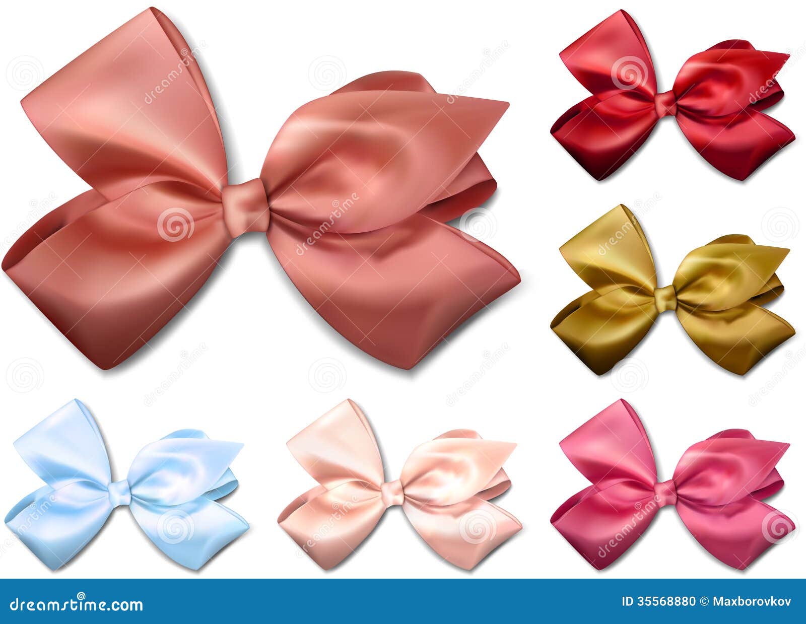 satin color ribbons. gift bows.