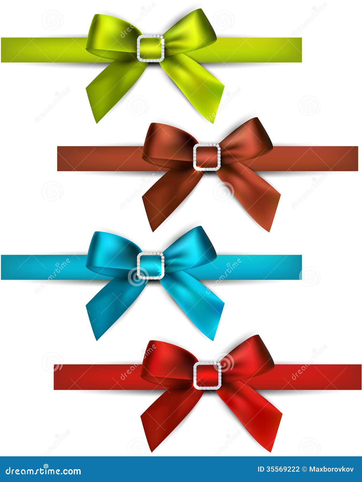 Satin Color Ribbons. Gift Bows. Stock Vector Illustration of bright