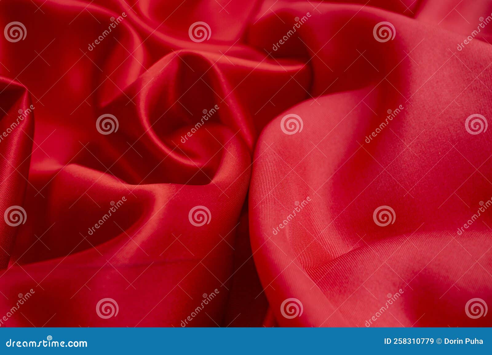 Satin Vs Silk Textures, Red Fabric Quality Comparison Stock Image