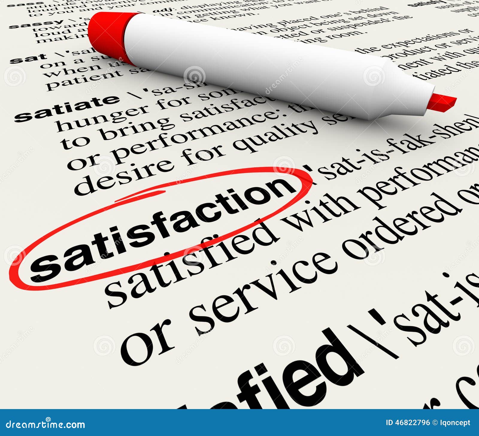 Satisfaction Dictionary Definition Circled Marker 