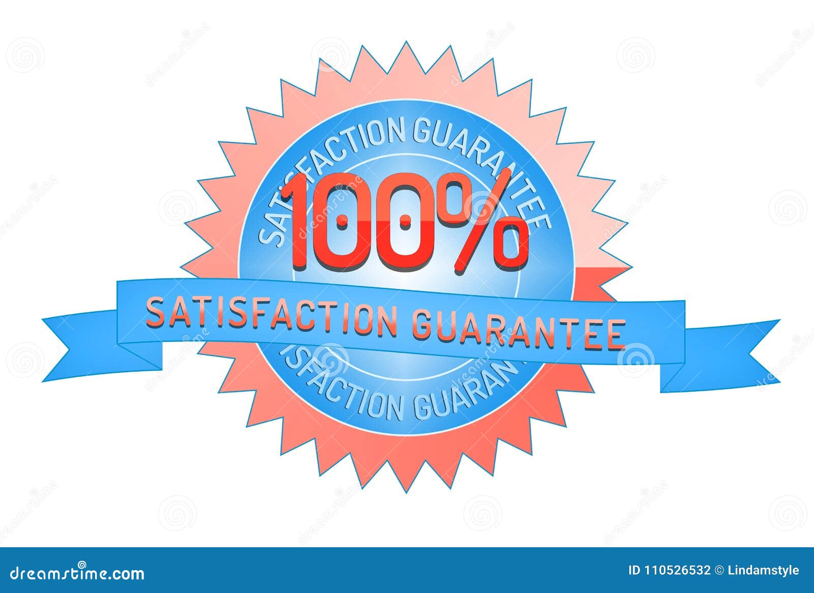 100% satisfaction guarantee ribbon and badge