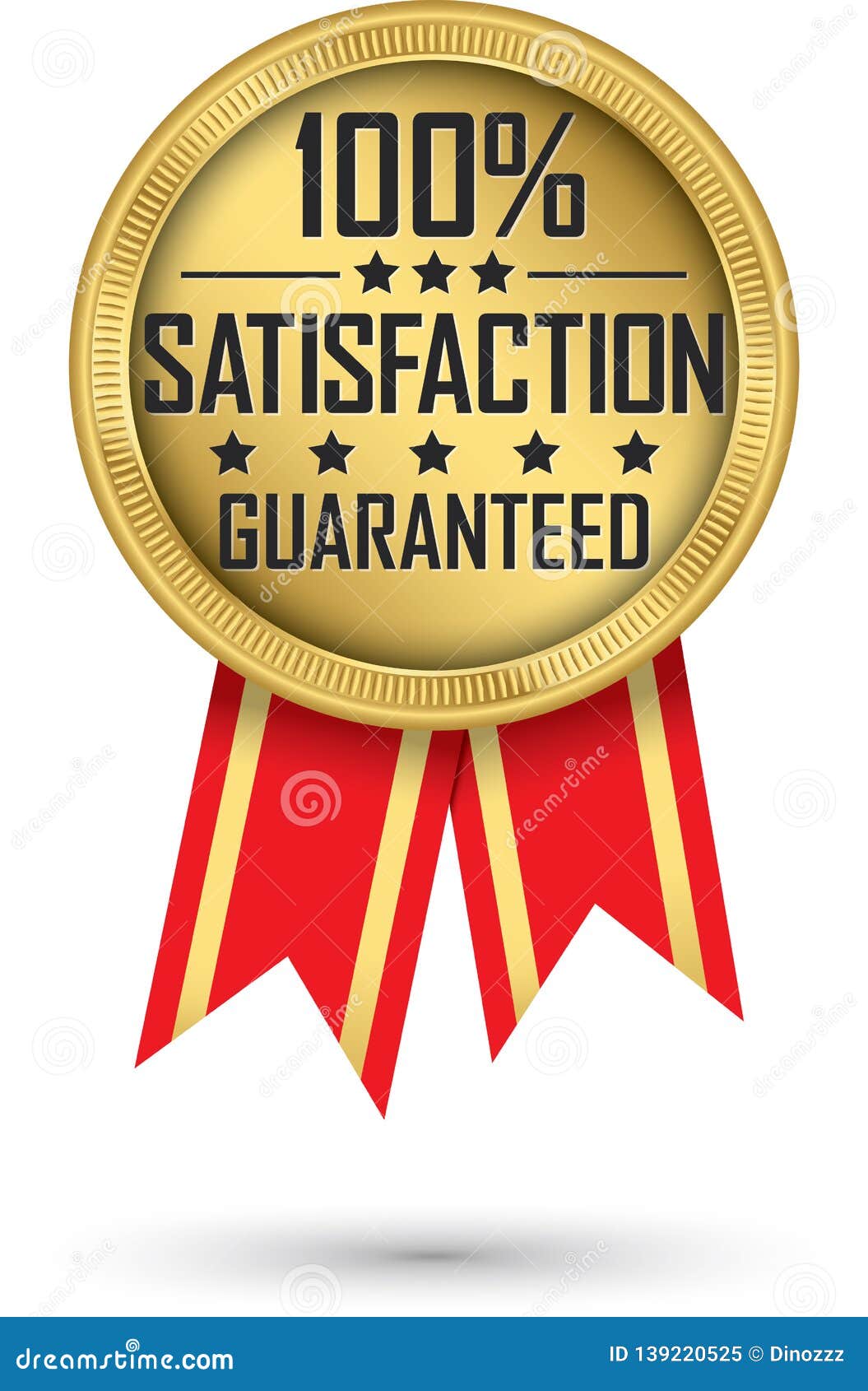100% Satisfaction Guaranteed Gold Label, Vector Illustration Stock