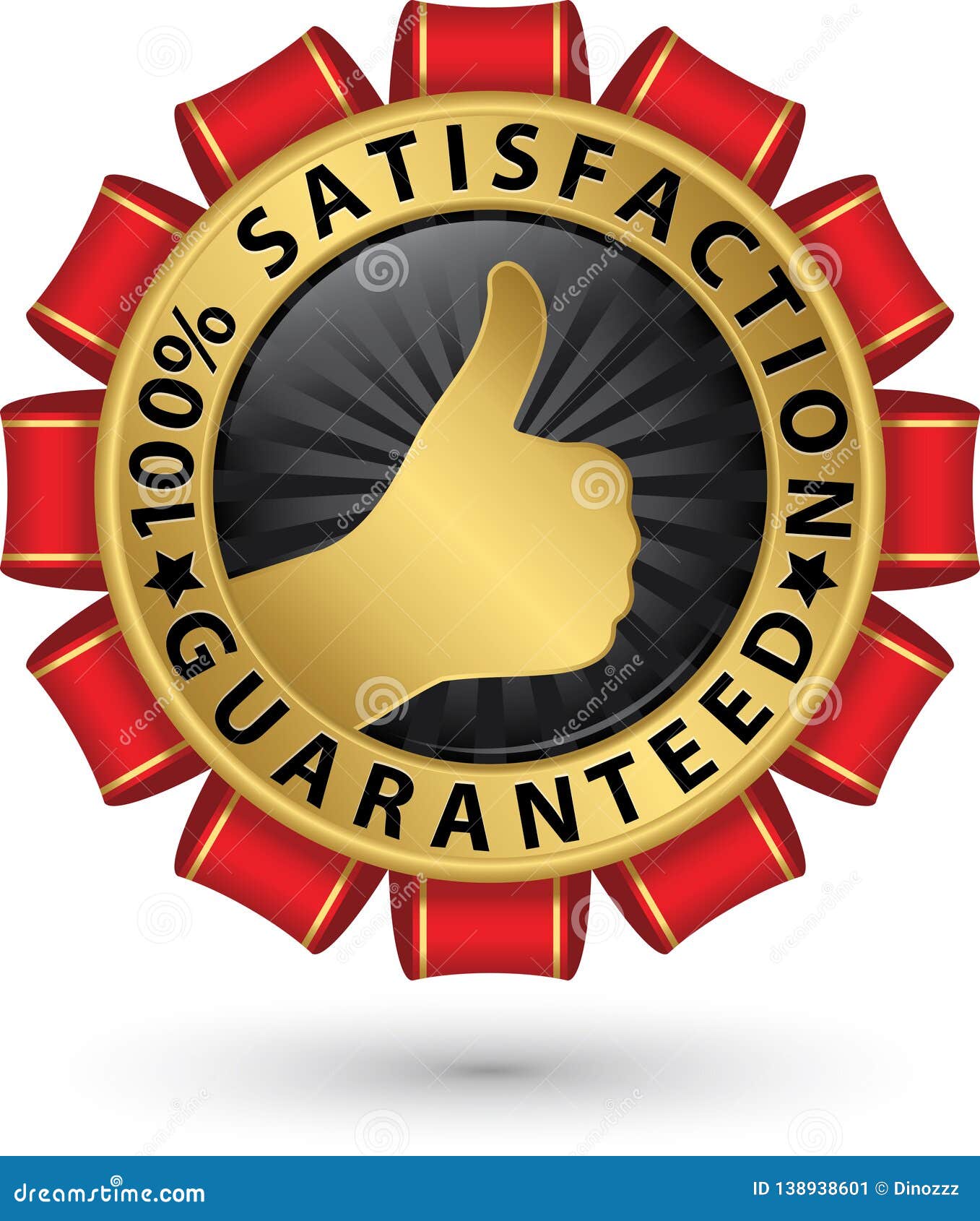 100% Satisfaction Guaranteed Golden Label, Vector Illustration Stock