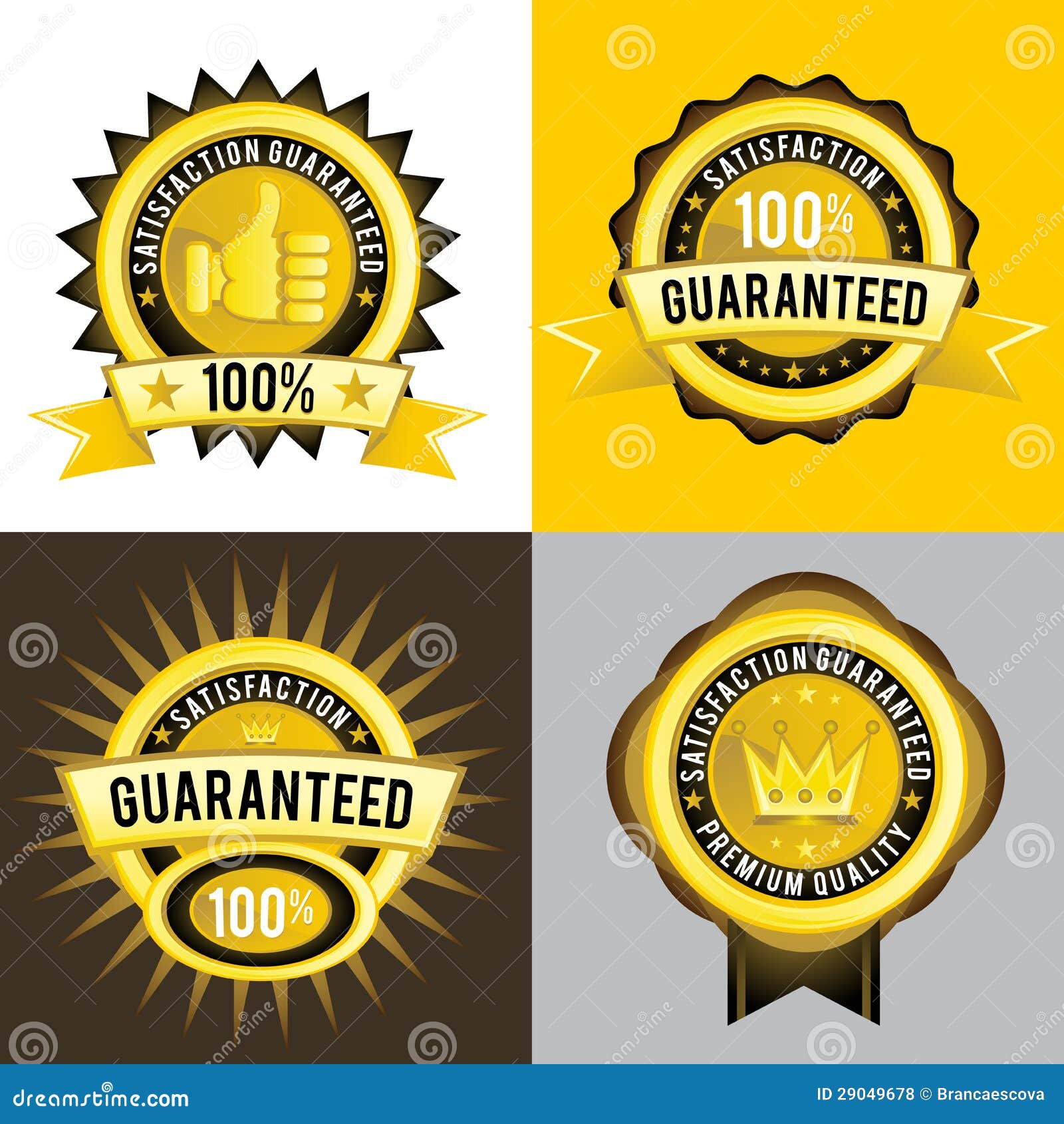 Satisfaction Guaranteed and Premium Quality Golden Labels Stock Vector ...