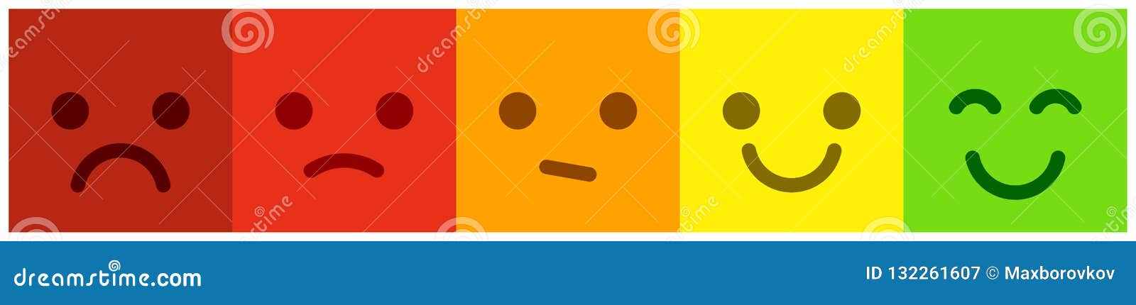 satisfaction scale with colorful smileys buttons. leave feedback