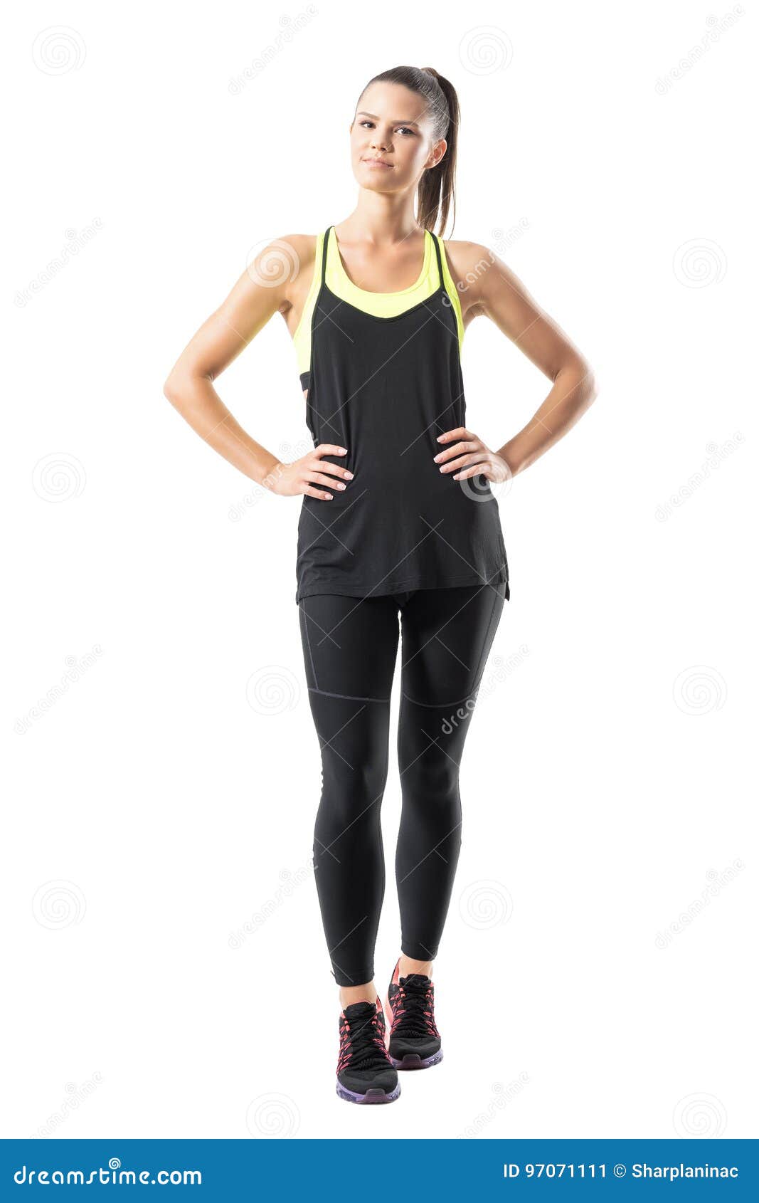 Satisfied Confident Active Healthy Woman in Sports Clothing with Hands ...