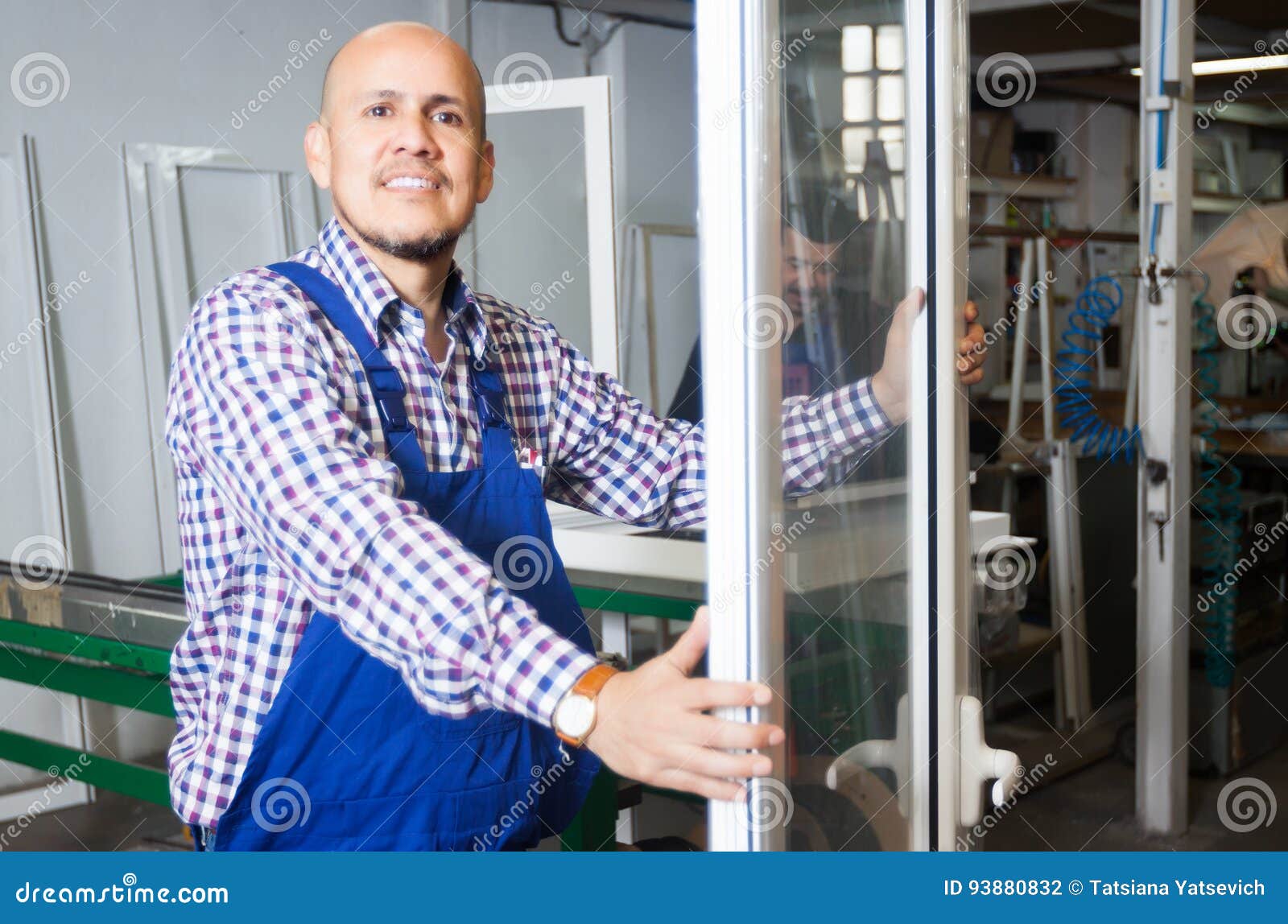 Satisfied Manager at PVC Windows Factory Stock Photo Image of