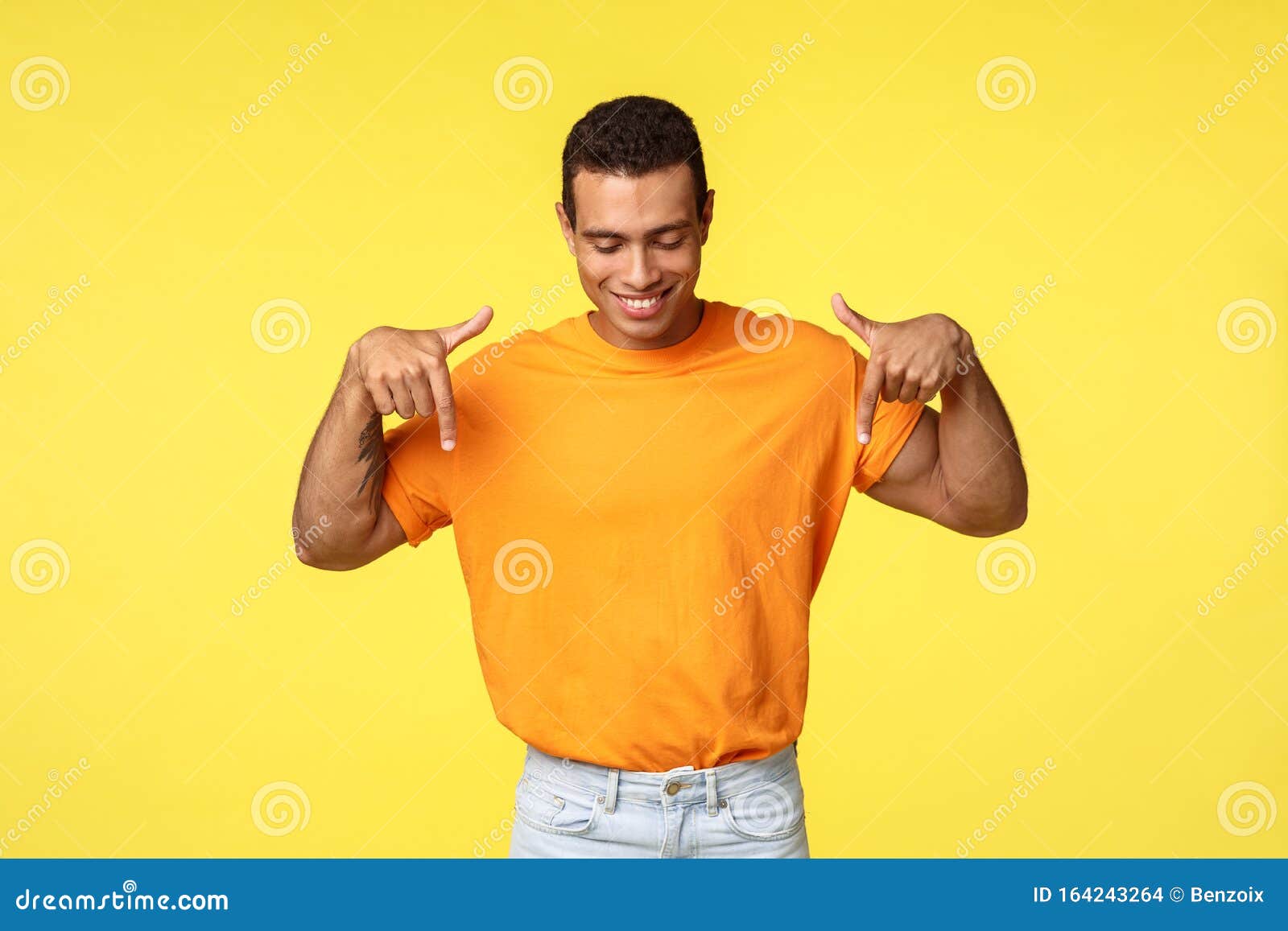 orange t shirt guy