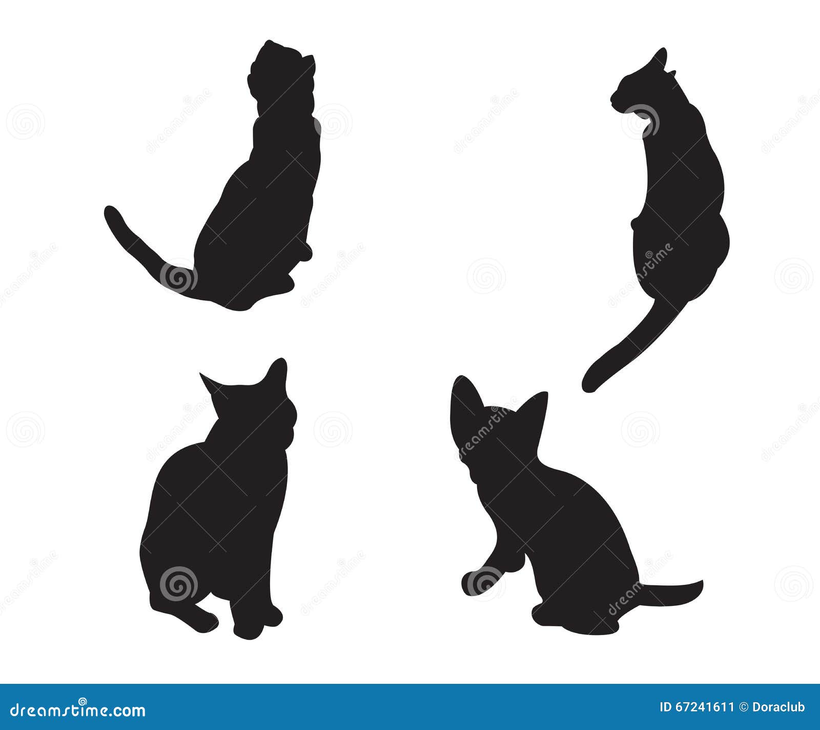 Satz Katzen Schattenbilder Lokalisiert Vektor Abbildung - Illustration