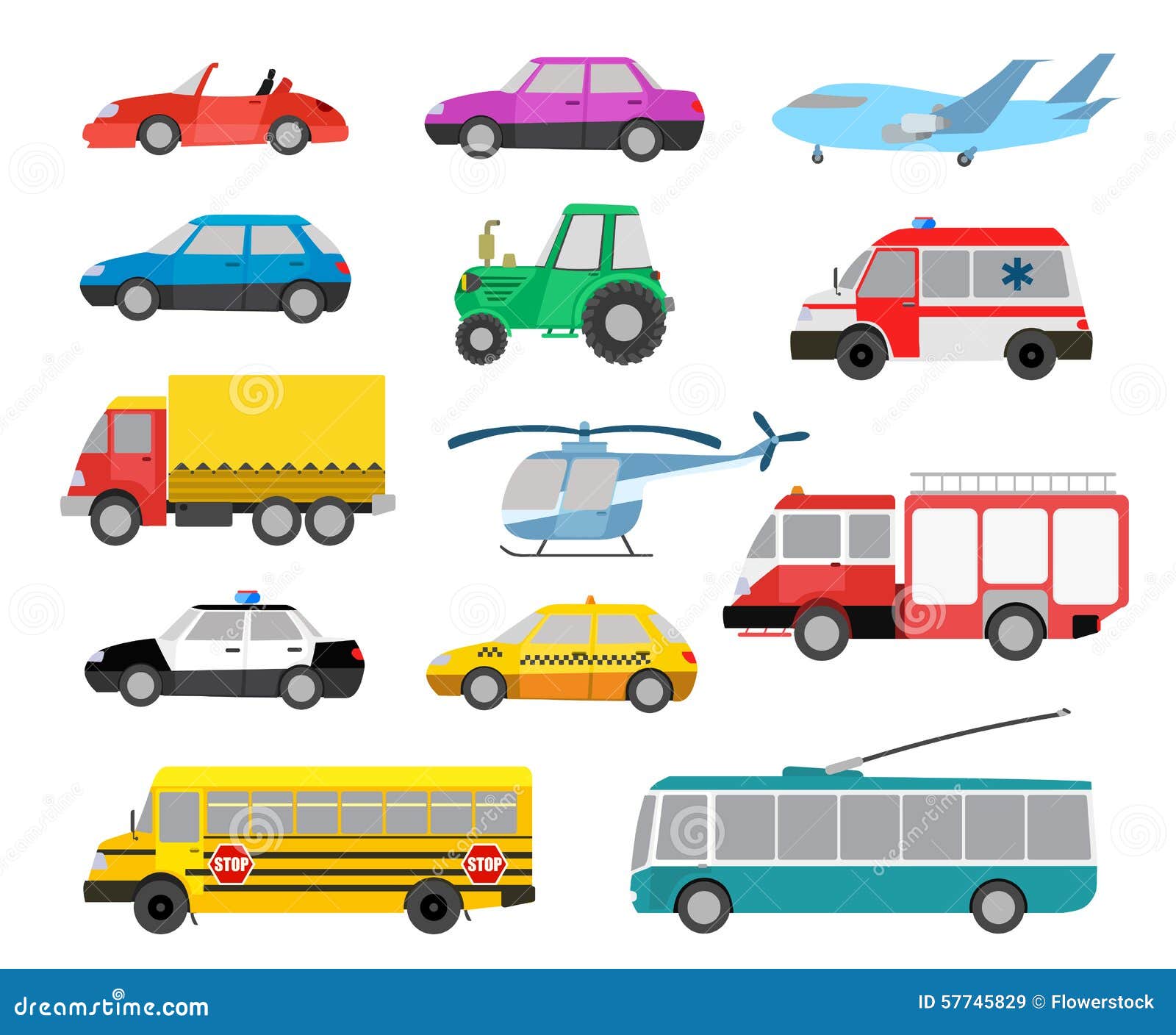 Satz Nette Autos Und Fahrzeuge Der Karikatur Vektor Abbildung -  Illustration von schule, getrennt: 57745829