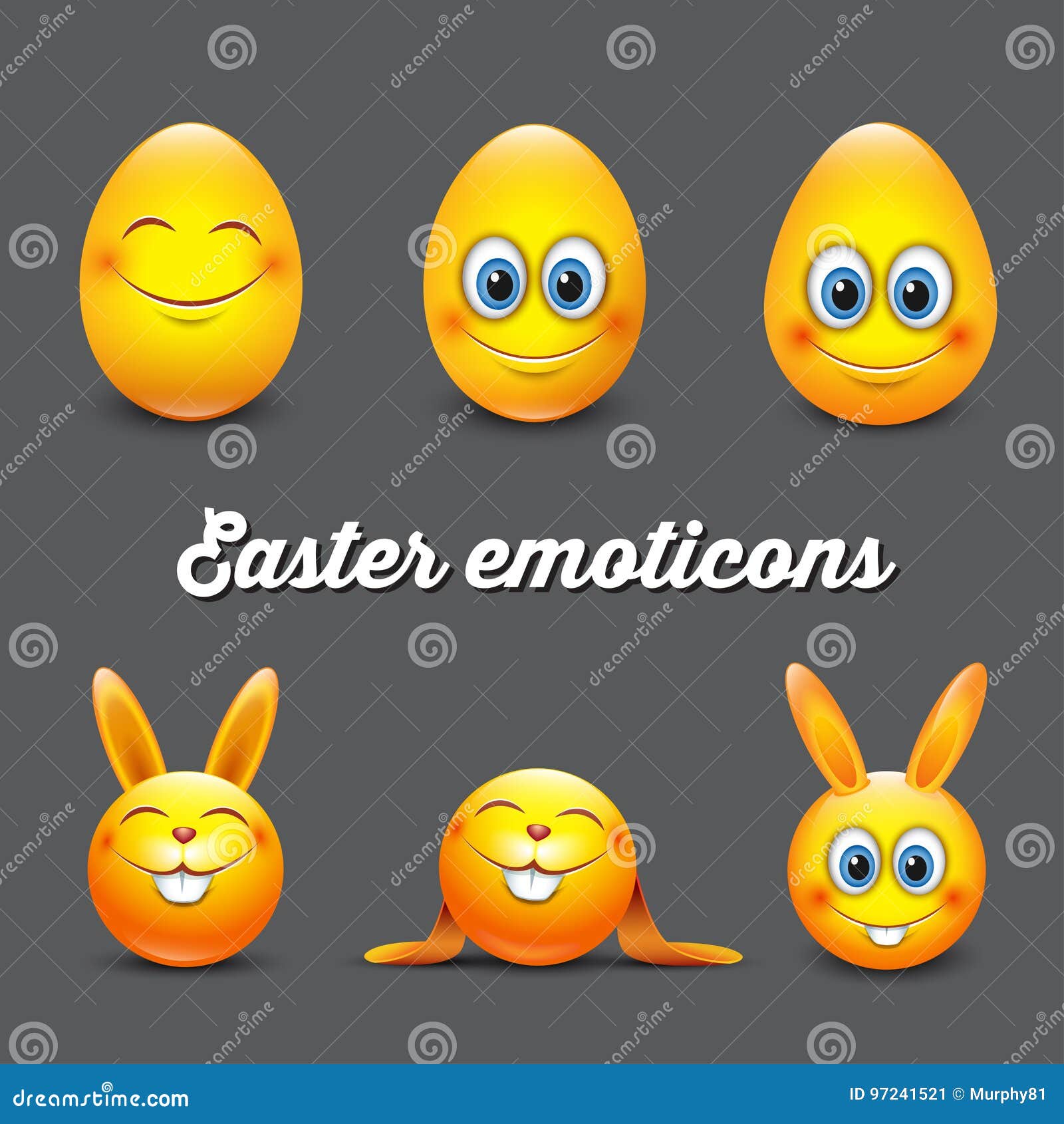 Satz Nette Ostern-Emoticons - Emoji - Vector Illustration Vektor