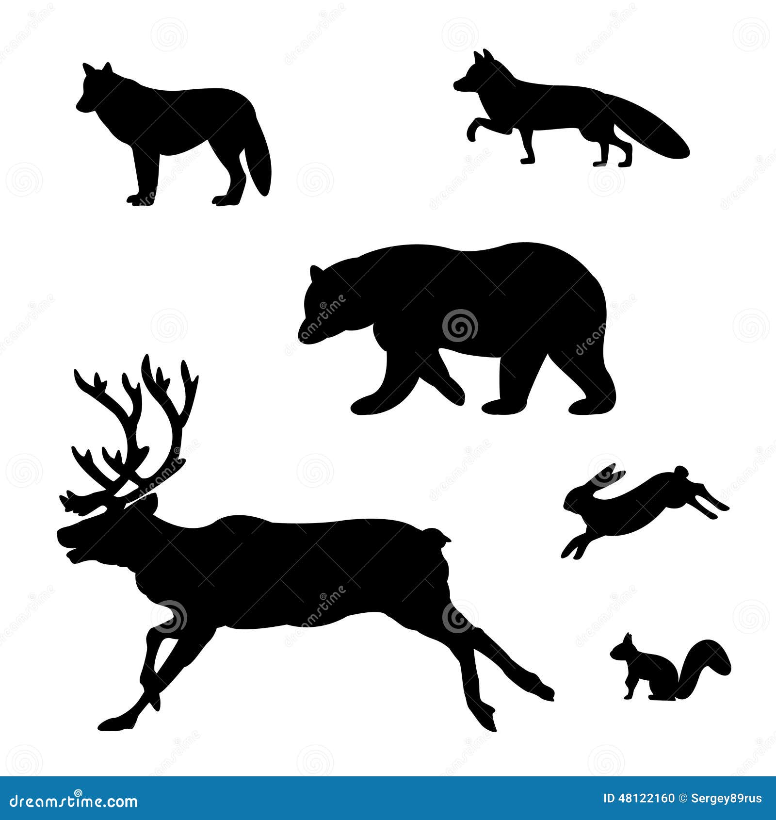Satz Schattenbilder Von Wilden Tieren Vektor Abbildung - Illustration