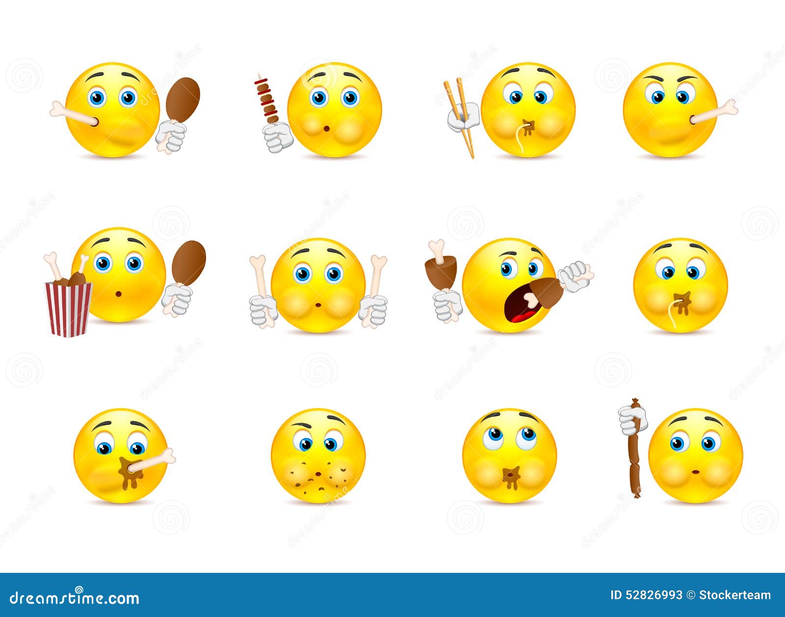 Satz Smiley Die Essen Stock Abbildung Illustration Von Essen