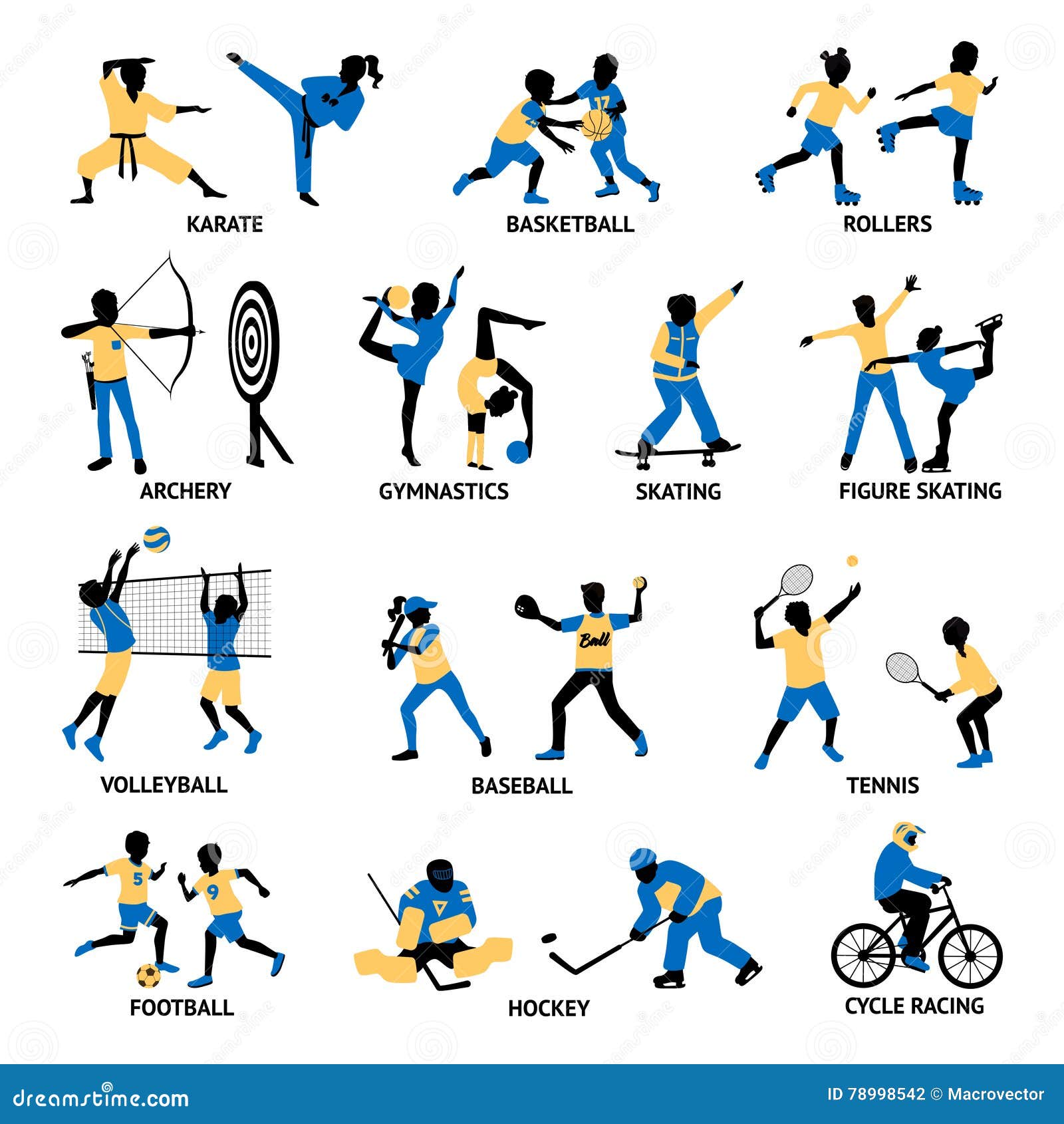 Satz Sportler-Schattenbilder Vektor Abbildung ...