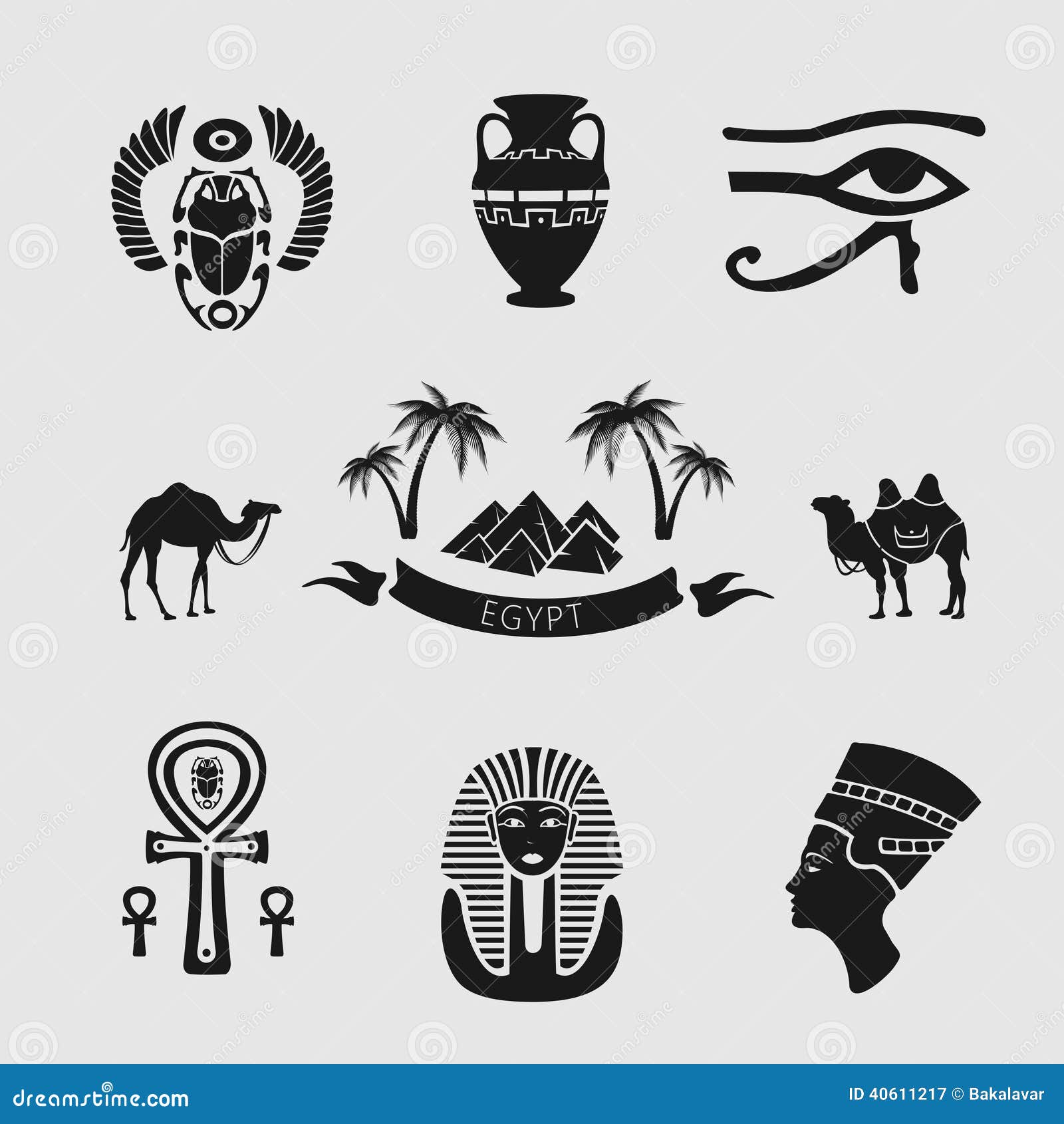 Satz Symbole Ägypten vektor abbildung. Illustration von geschichte