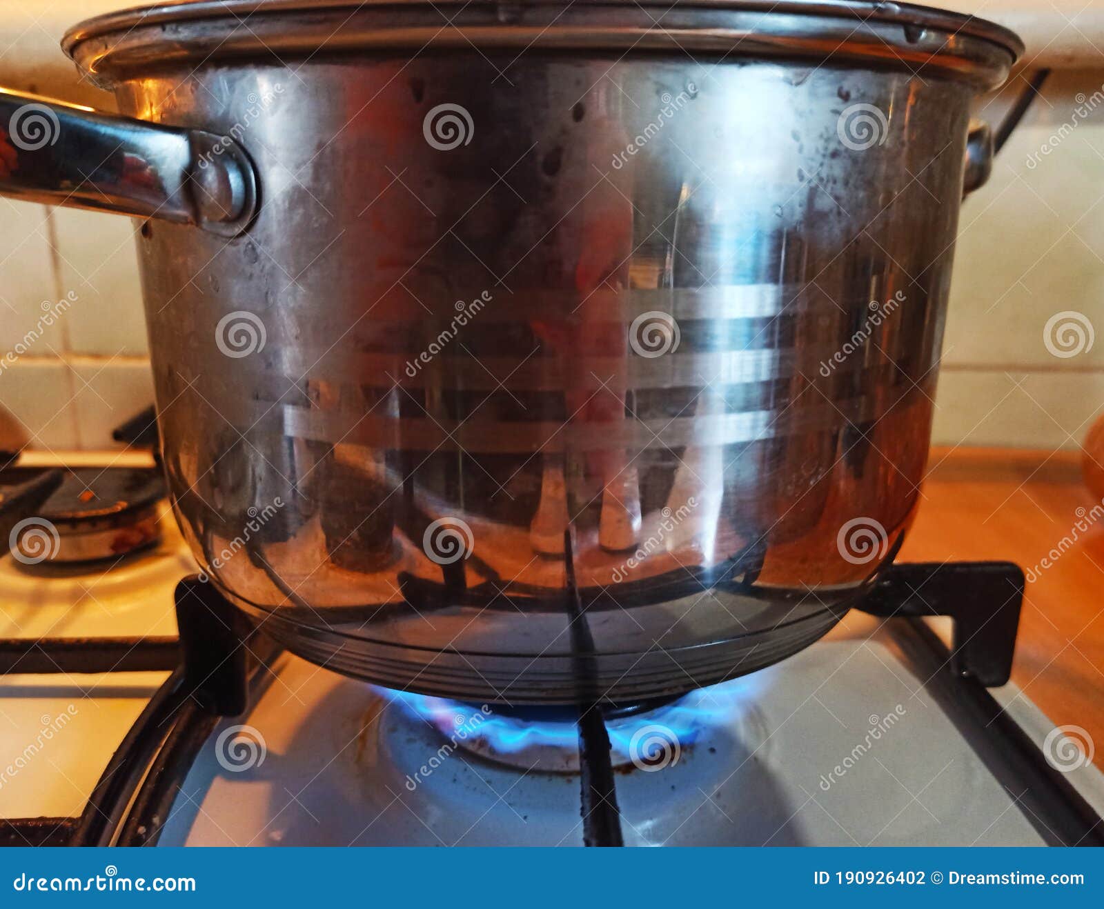 Saucepan Burning on Gas Stove on Kitchen Stock Photo Image of stove