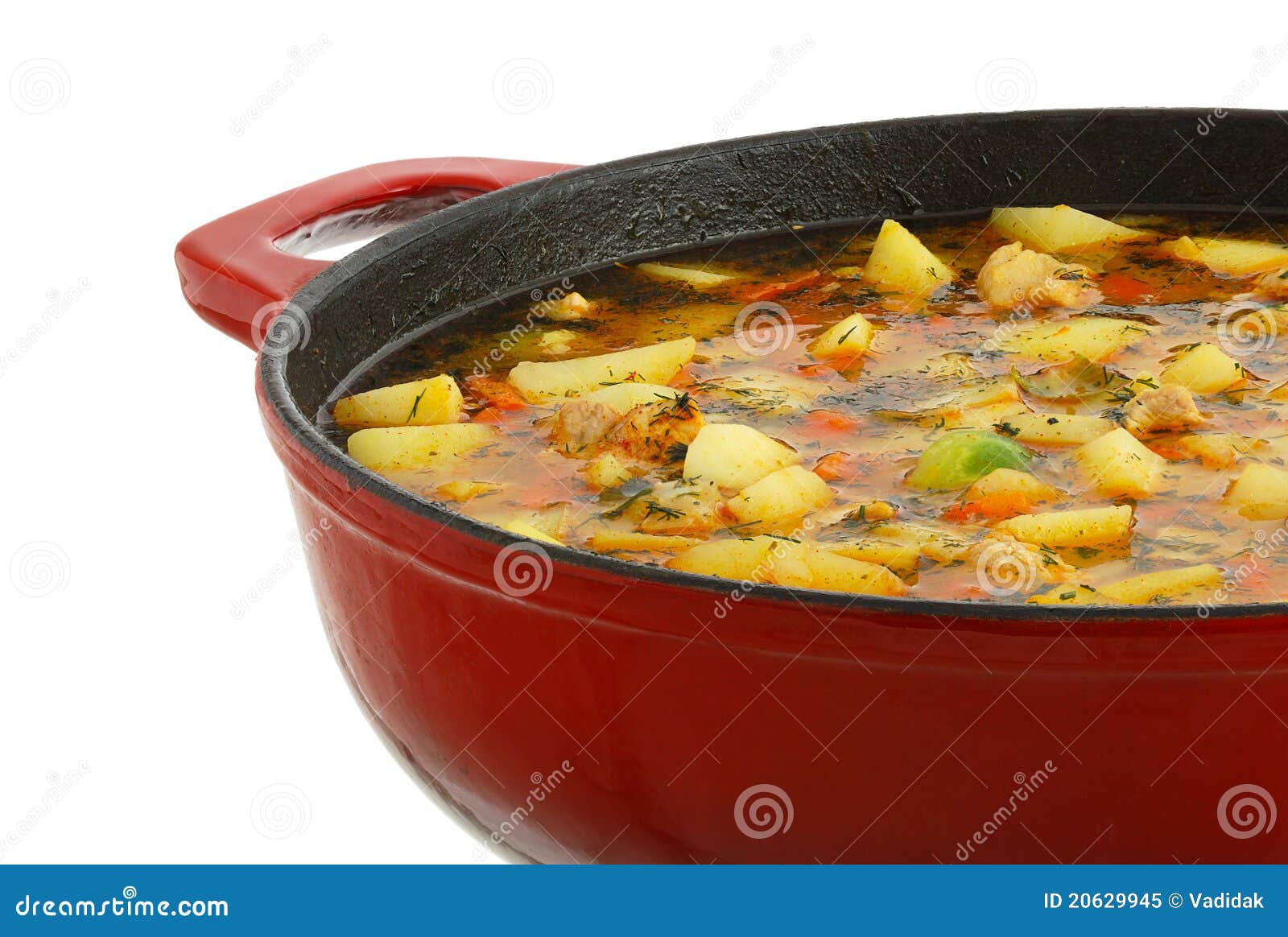 Saucepan with hot ragout stock image. Image of green - 20629945