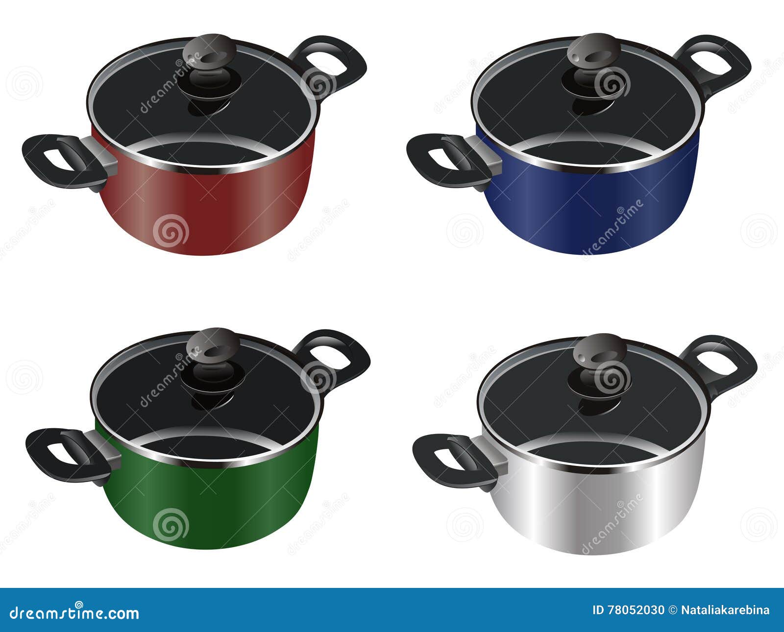 Saucepan Realistic Set. Vector Stock Vector Illustration of food