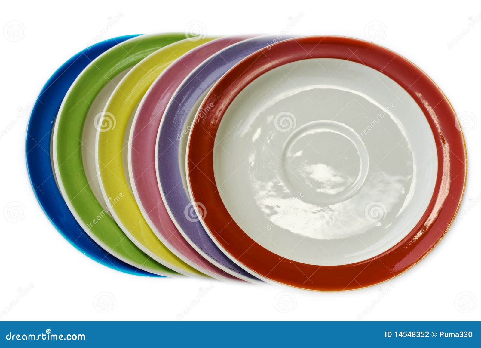 Saucers coloridos do café foto de stock. Imagem de conceito 14548352