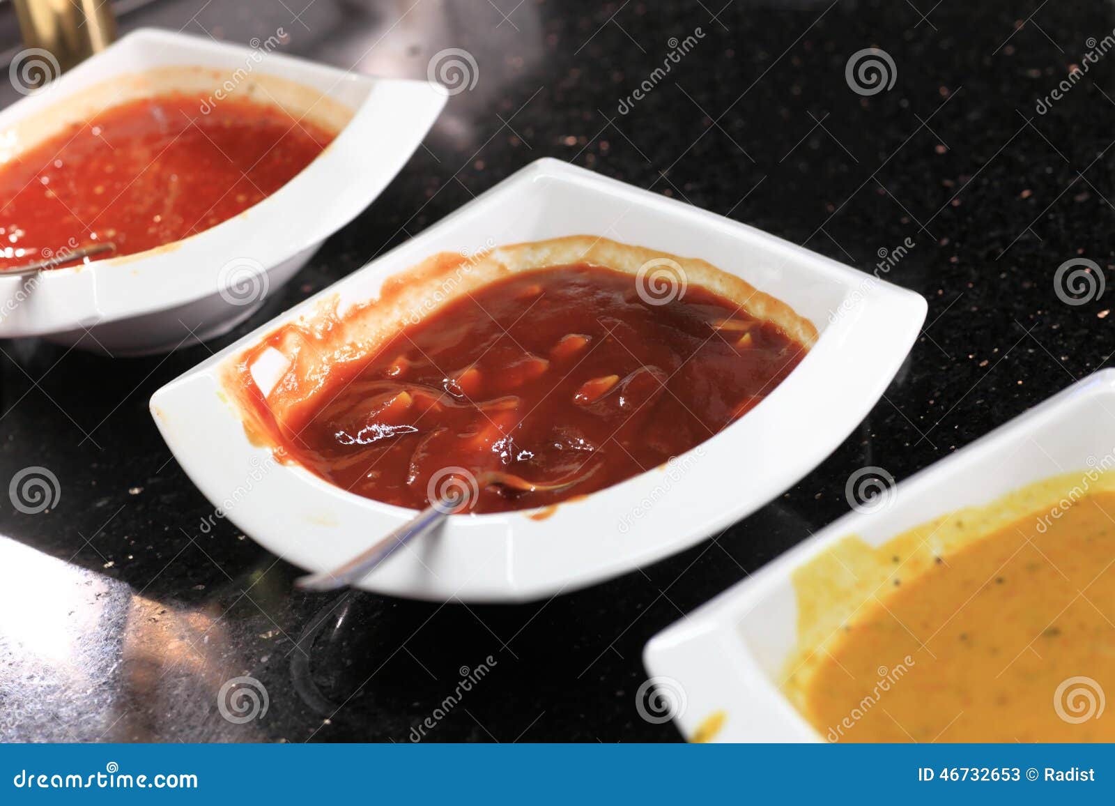 Sauces on the plates stock image. Image of appetizer 46732653