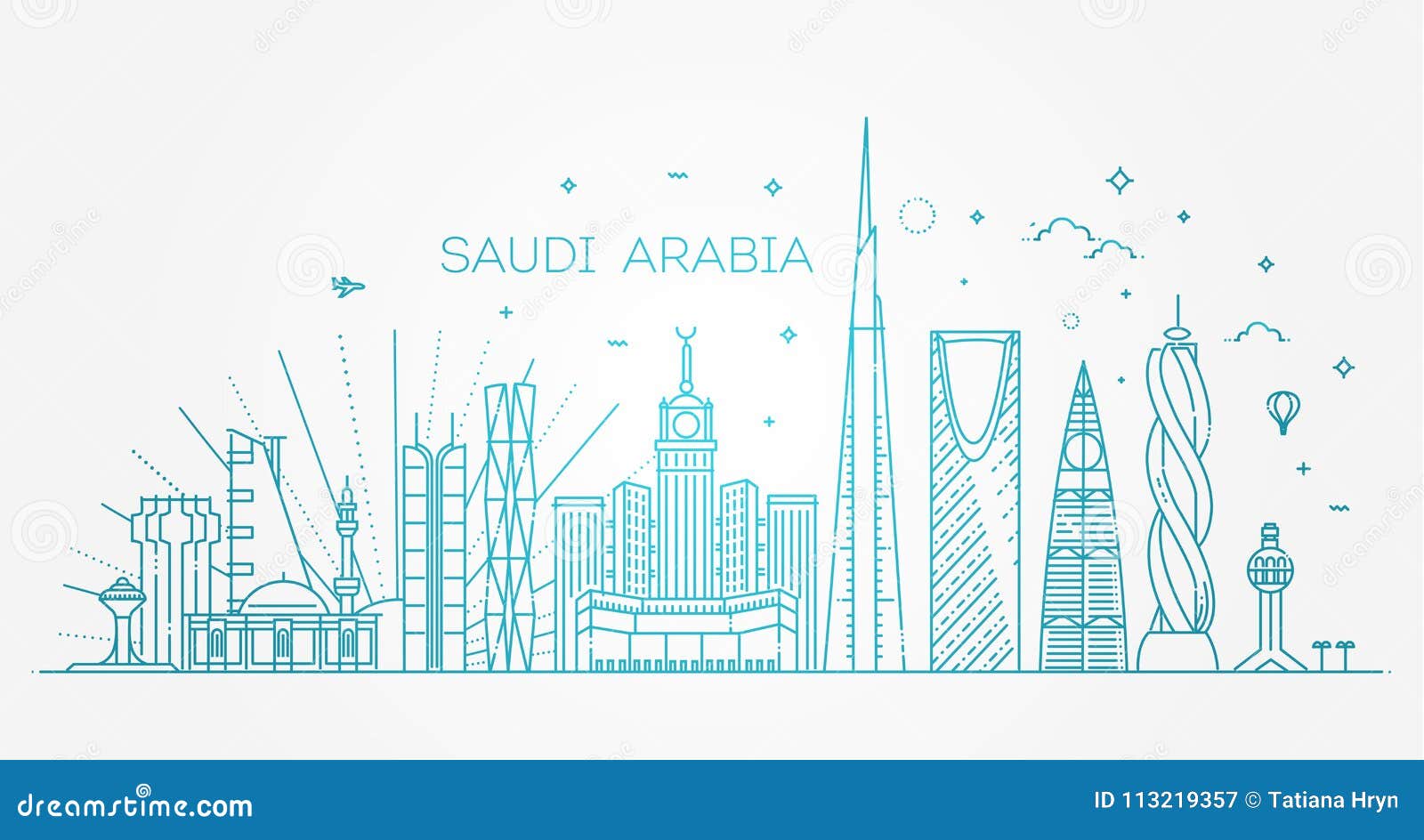 saudi arabia detailed skyline. travel and tourism background