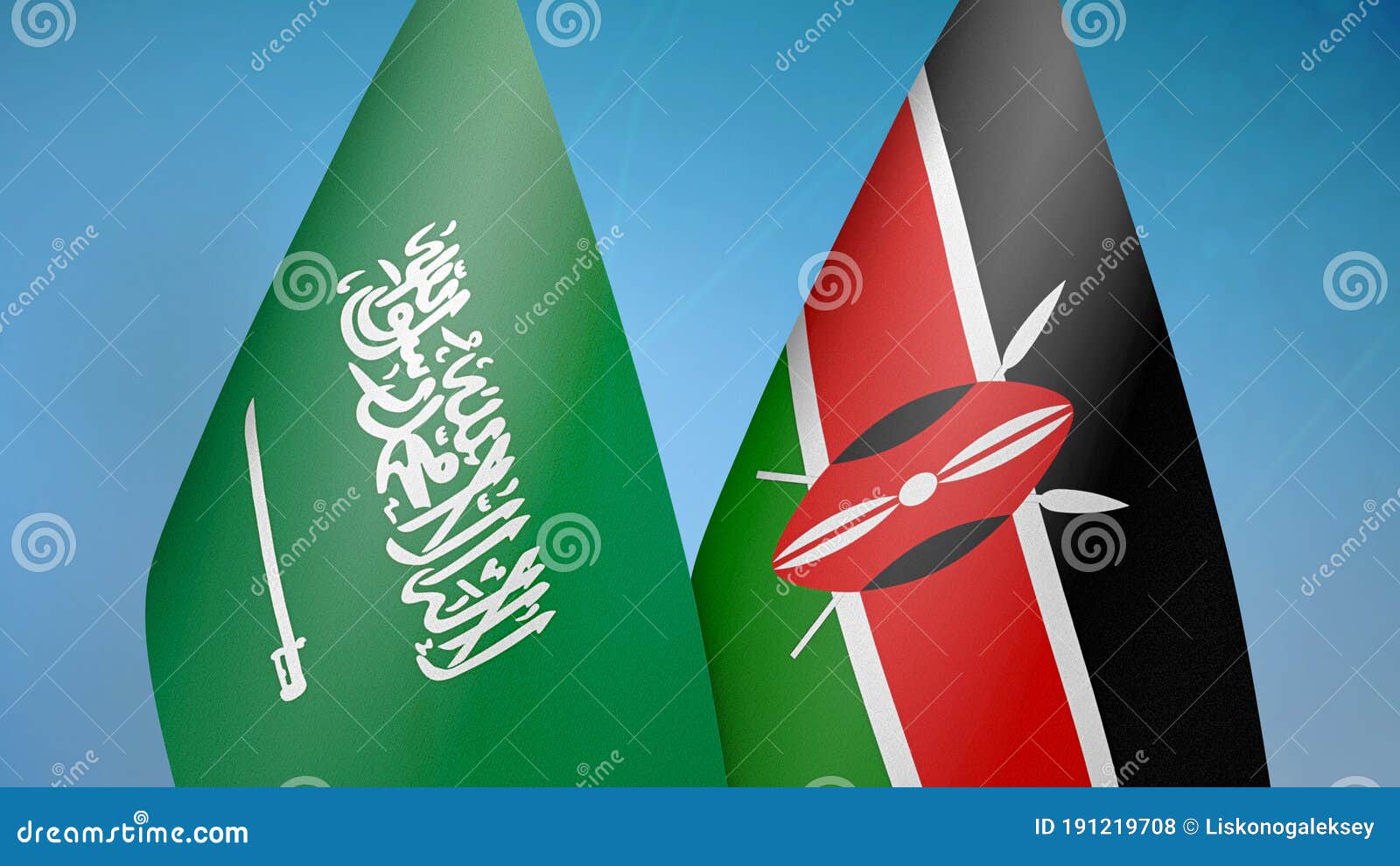Saudi Arabia and Kenya Two Flags Stock Illustration Illustration of